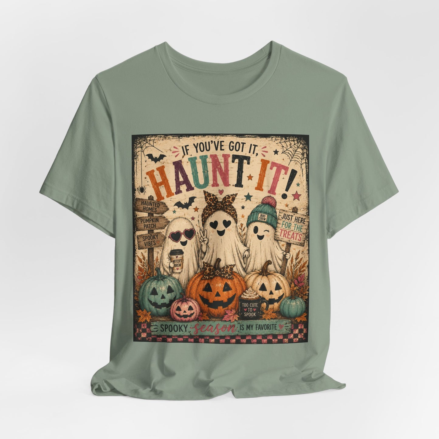 Sunflower Porch Co Haunt It! Ghosts and Pumpkins Tee | Halloween spooky vintage graphic