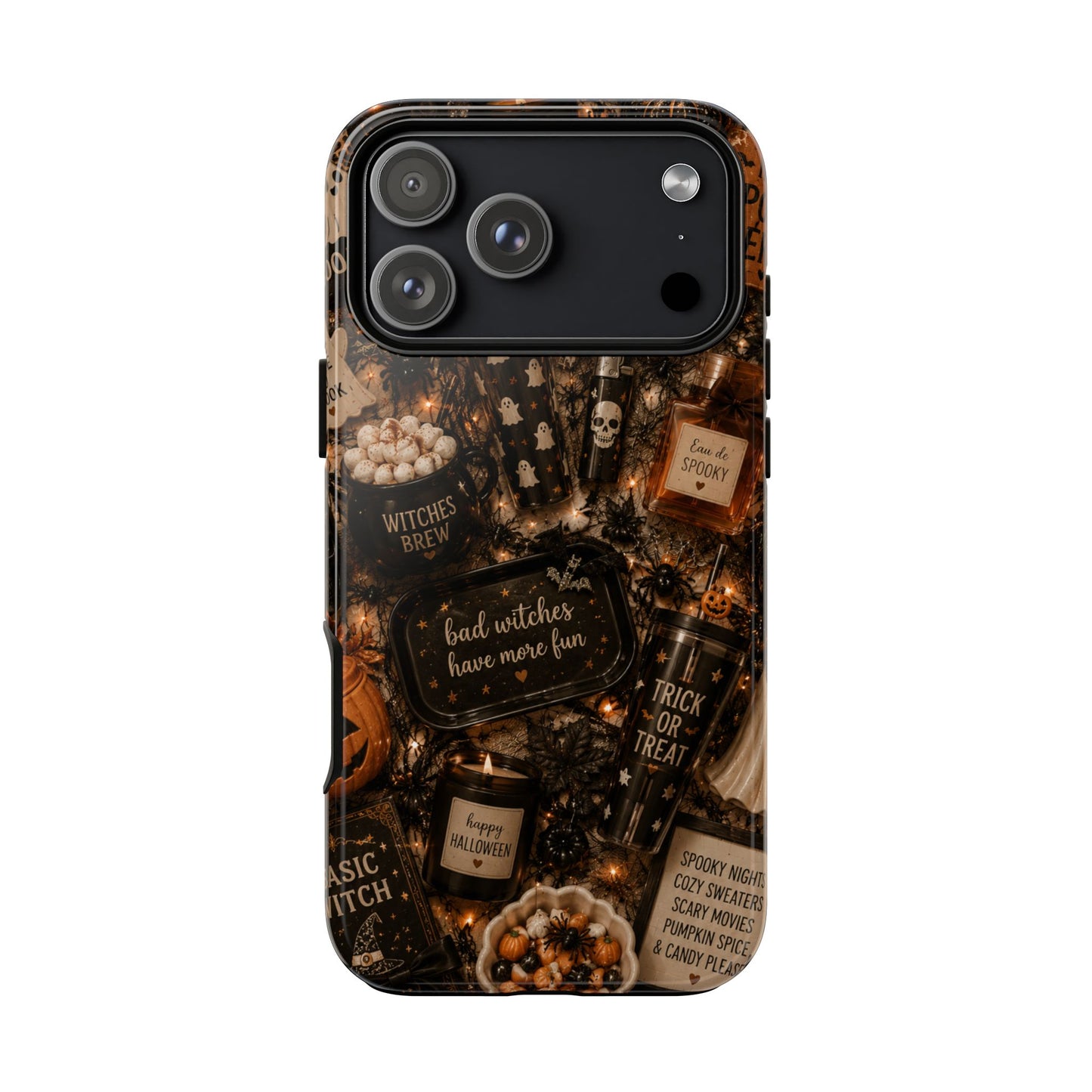 Sunflower Porch Co Halloween Collage phone case | spooky pumpkin witchy design