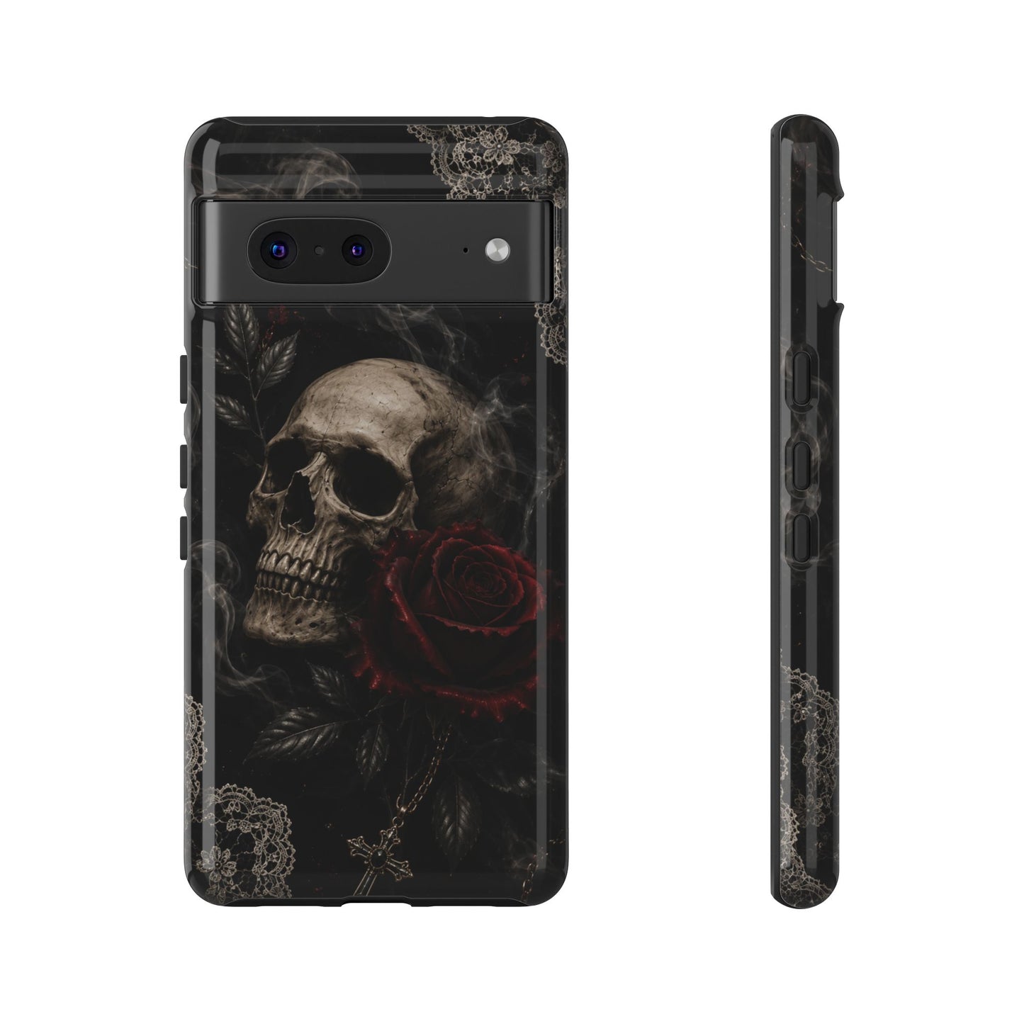 Sunflower Porch Co Skull with Red Rose phone case | Tough Cases