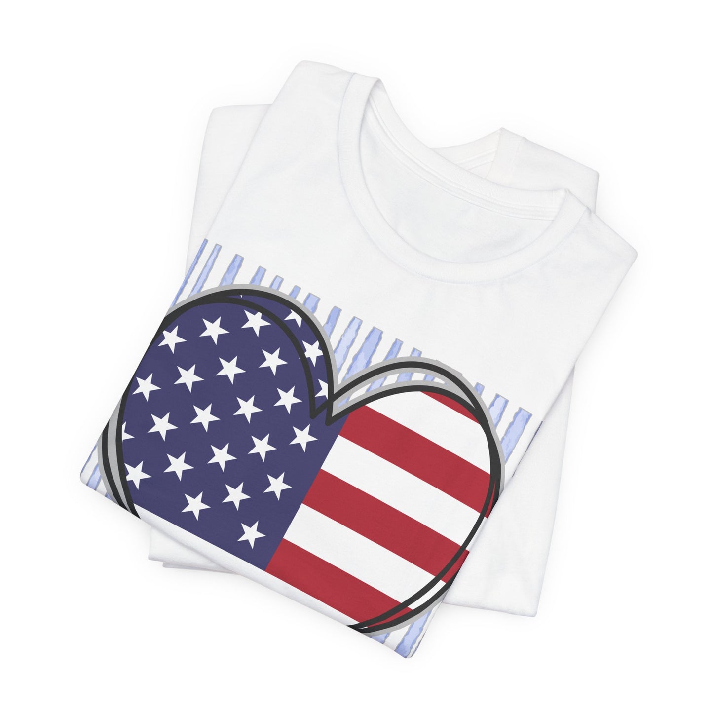 Sunflower Porch Co 4th of July Heart American Flag Tee | Patriotic Independence Day Shirt