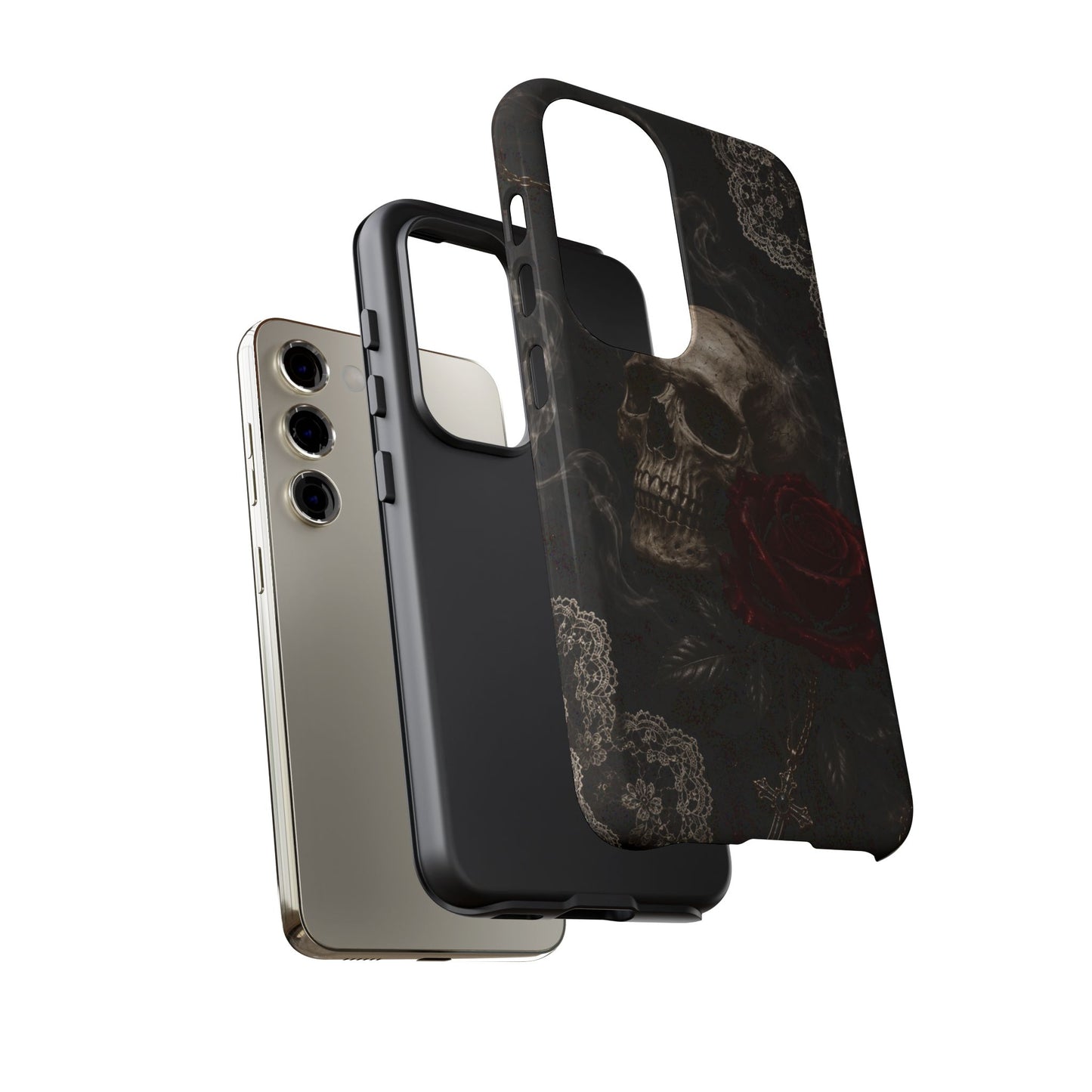 Sunflower Porch Co Skull with Red Rose phone case | Tough Cases