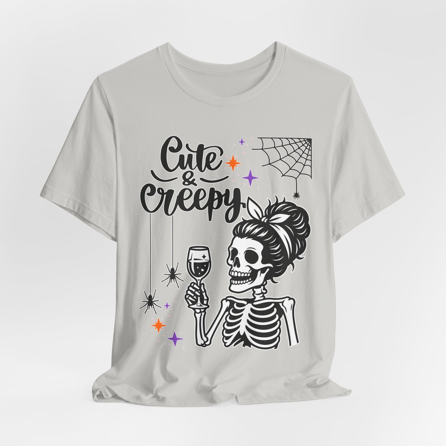 Cute & Creepy Skeleton Lady T-Shirt | Halloween Skull Wine Tee