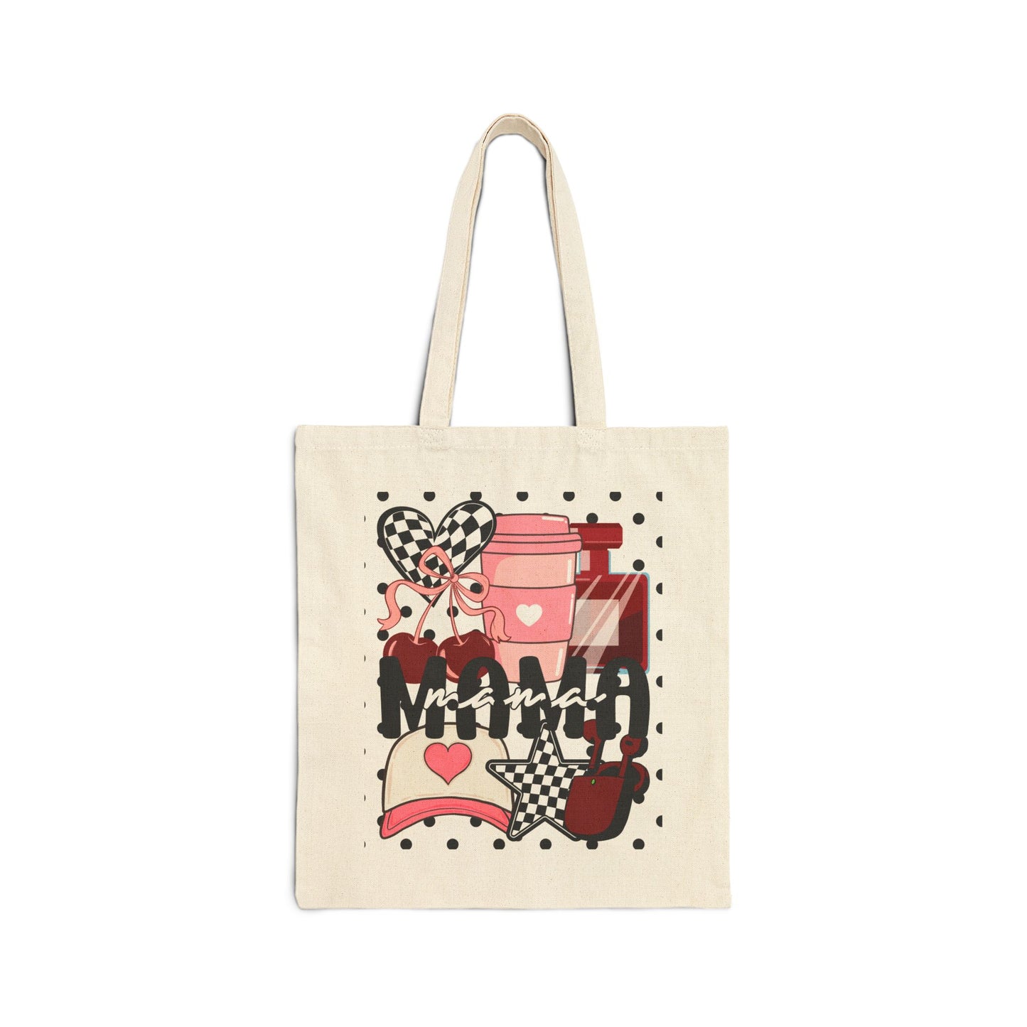 Valentine Coffee Hearts Tote Bag | Love Coffee Pattern Canvas Tote