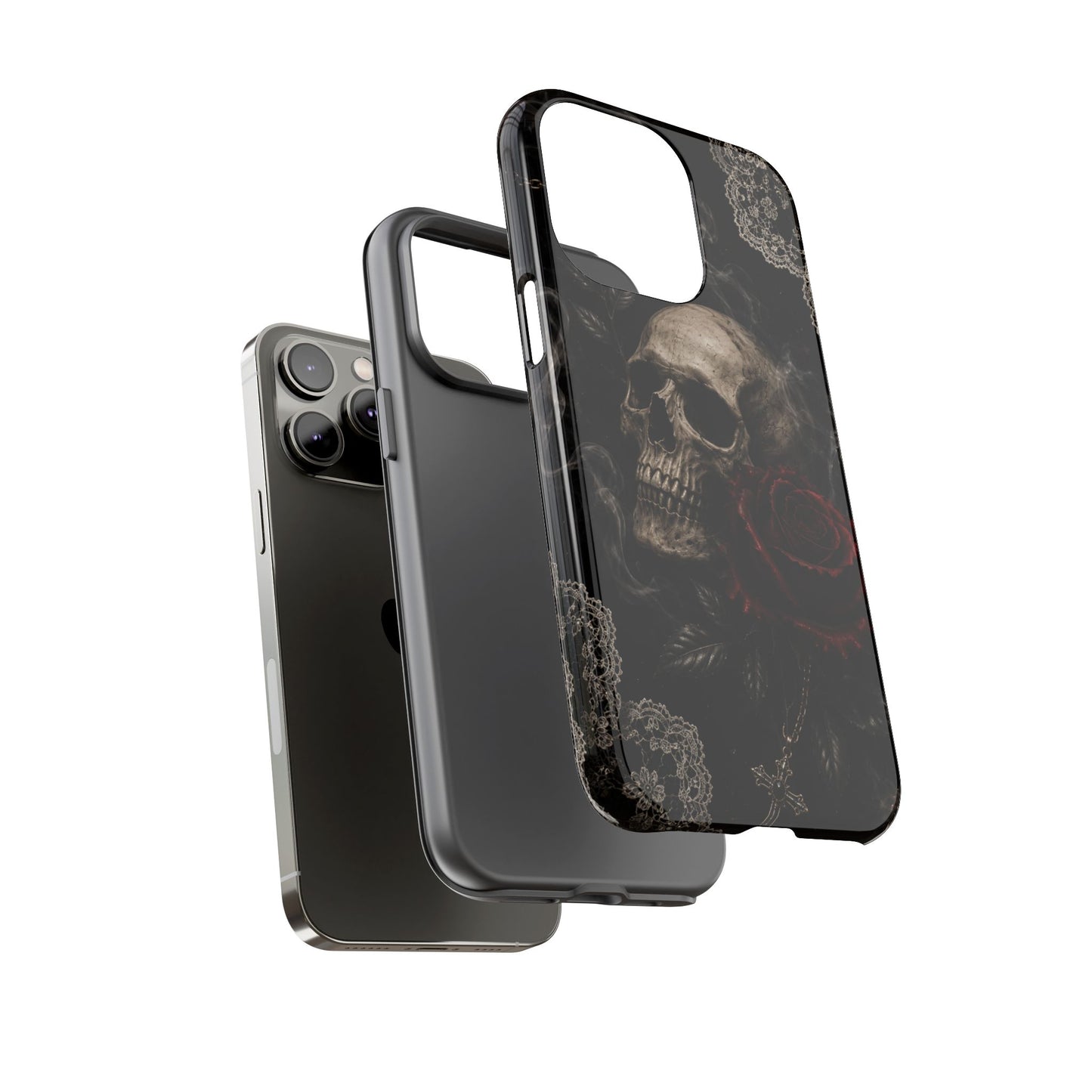 Sunflower Porch Co Skull with Red Rose phone case | Tough Cases