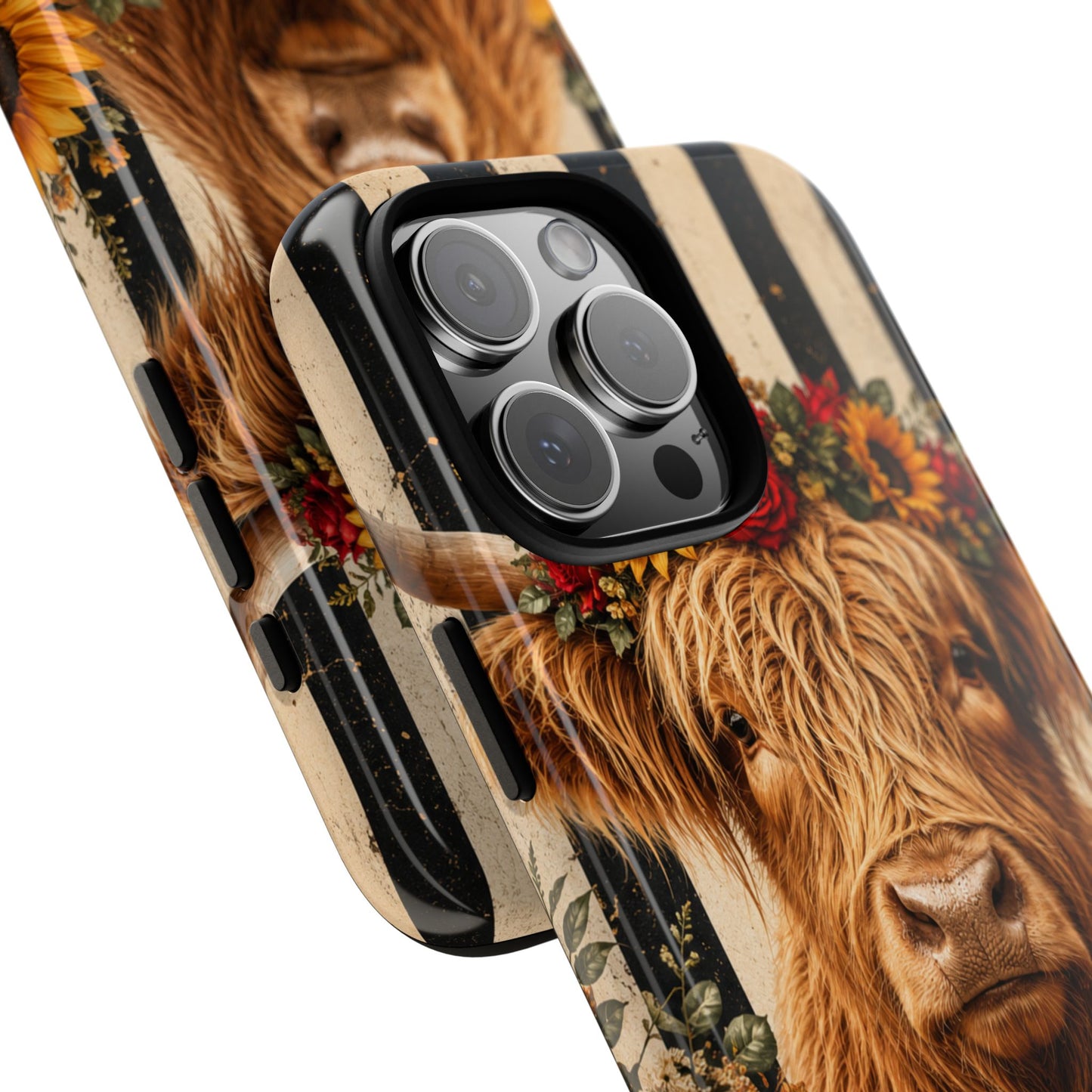 Sunflower Porch Co Highland Cow Floral Crown phone case | Tough Cases