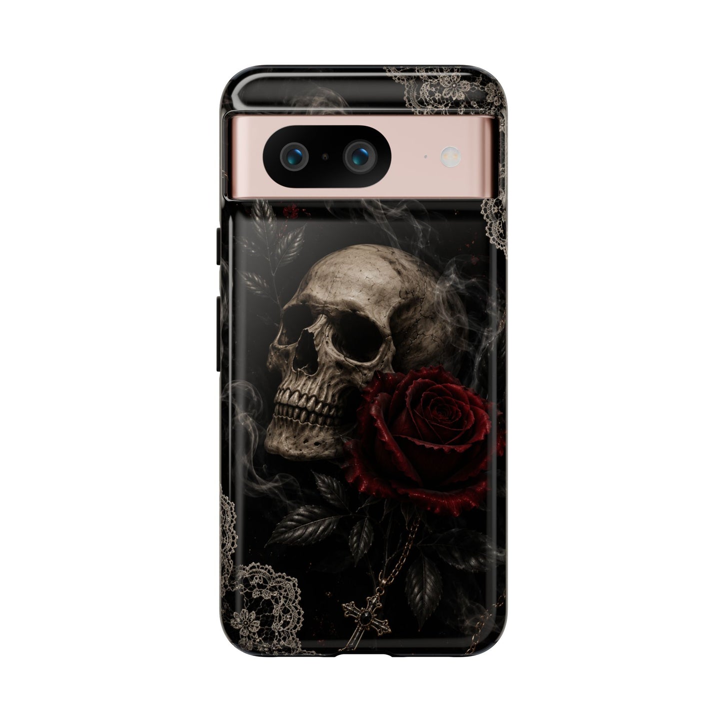 Sunflower Porch Co Skull with Red Rose phone case | Tough Cases