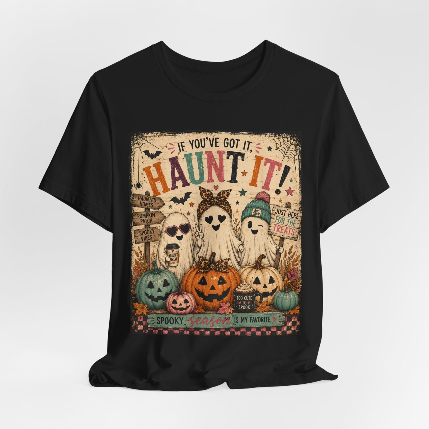 Sunflower Porch Co Haunt It! Ghosts and Pumpkins Tee | Halloween spooky vintage graphic