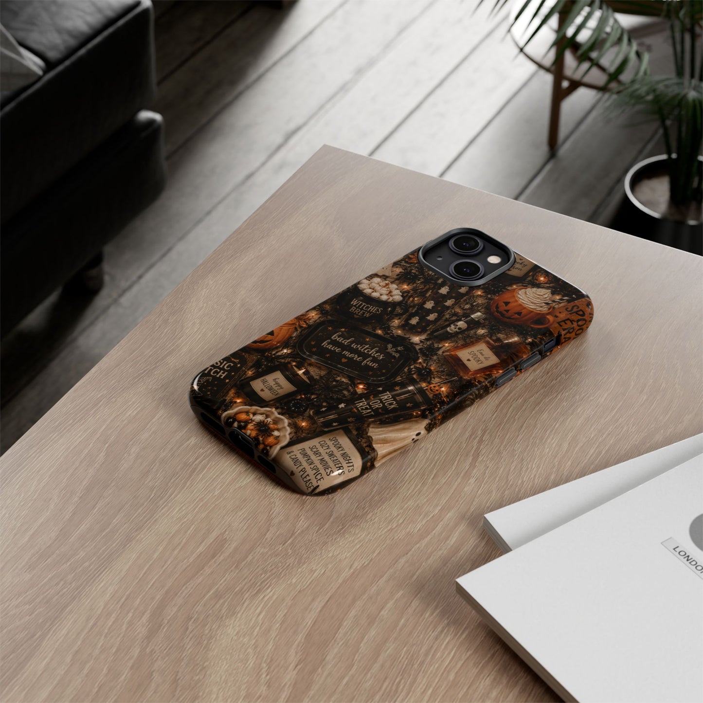 Sunflower Porch Co Halloween Collage phone case | spooky pumpkin witchy design