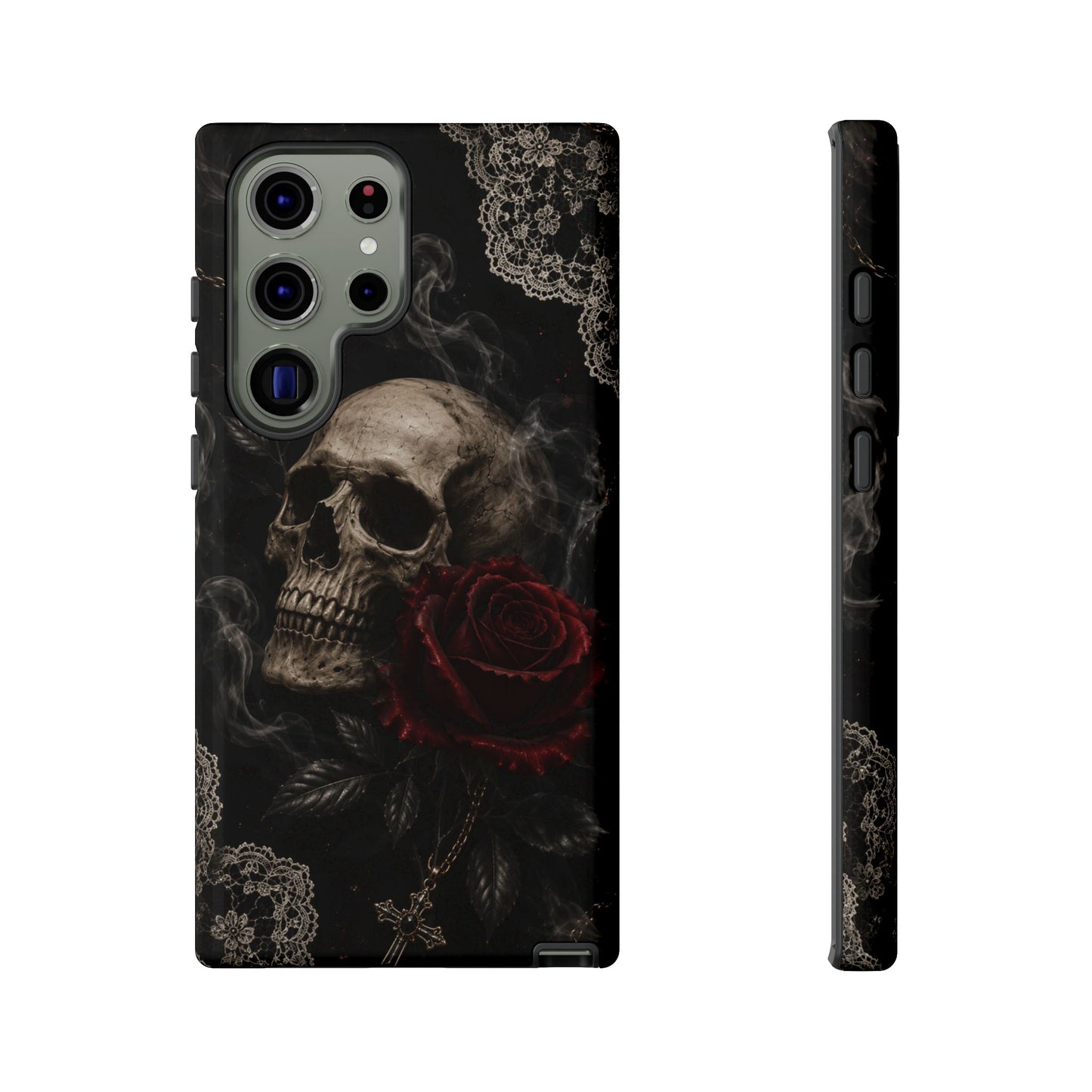 Sunflower Porch Co Skull with Red Rose phone case | Tough Cases