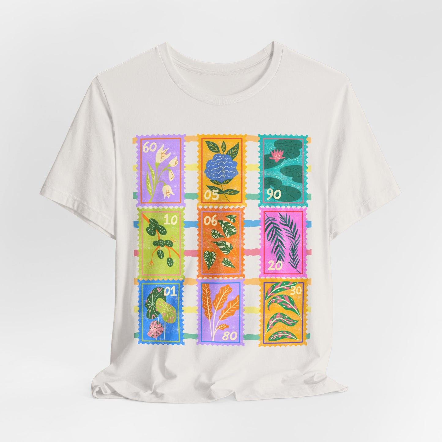 SunflowerPorchCo Vintage Botanical Stamp Collage Tee | Floral Postage Stamp T-Shirt