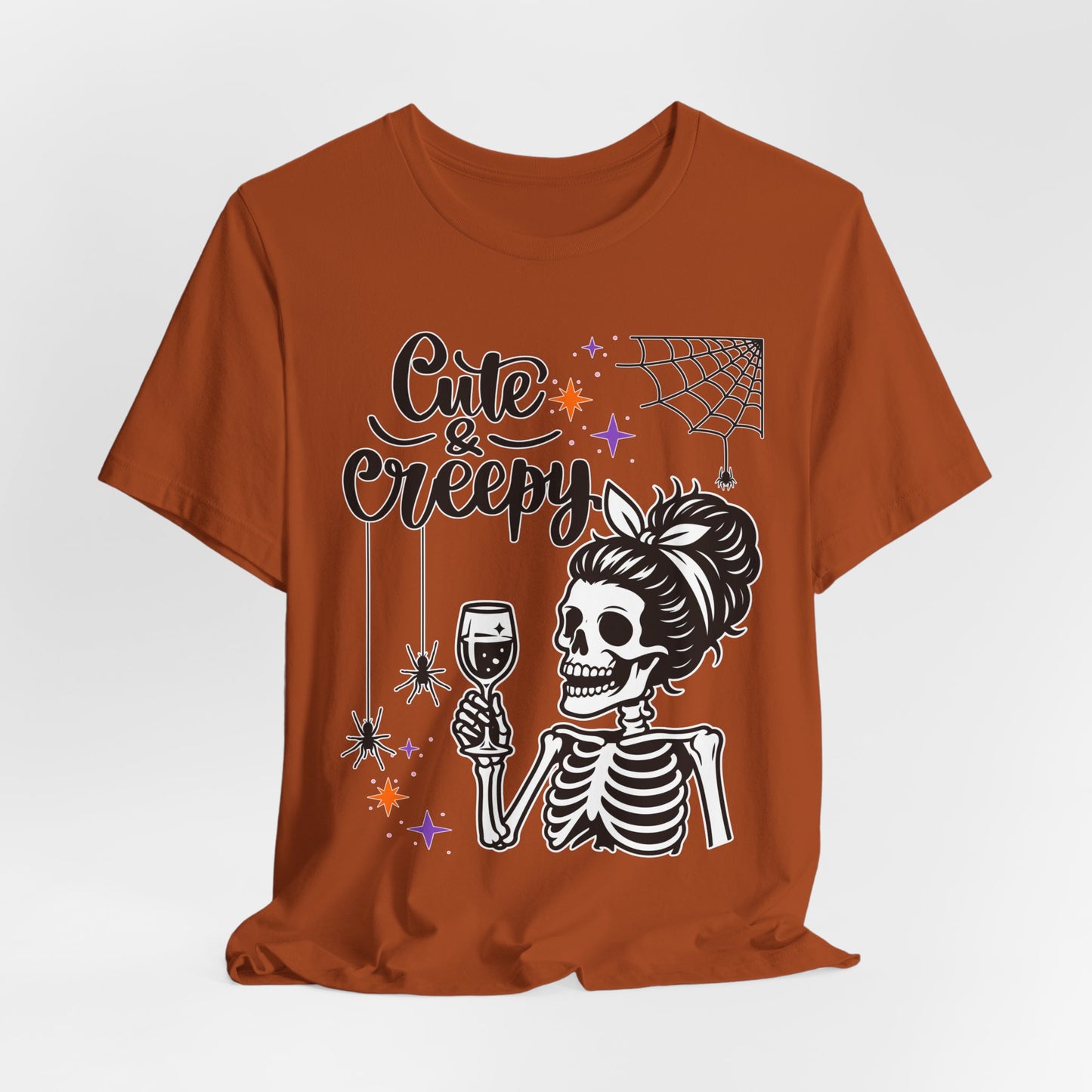 Cute & Creepy Skeleton Lady T-Shirt | Halloween Skull Wine Tee