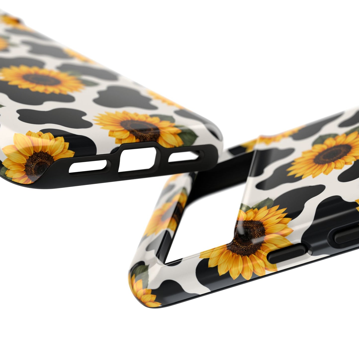Sunflower Cow Print Tough Case | Phone Case, Floral Farm Animal Pattern