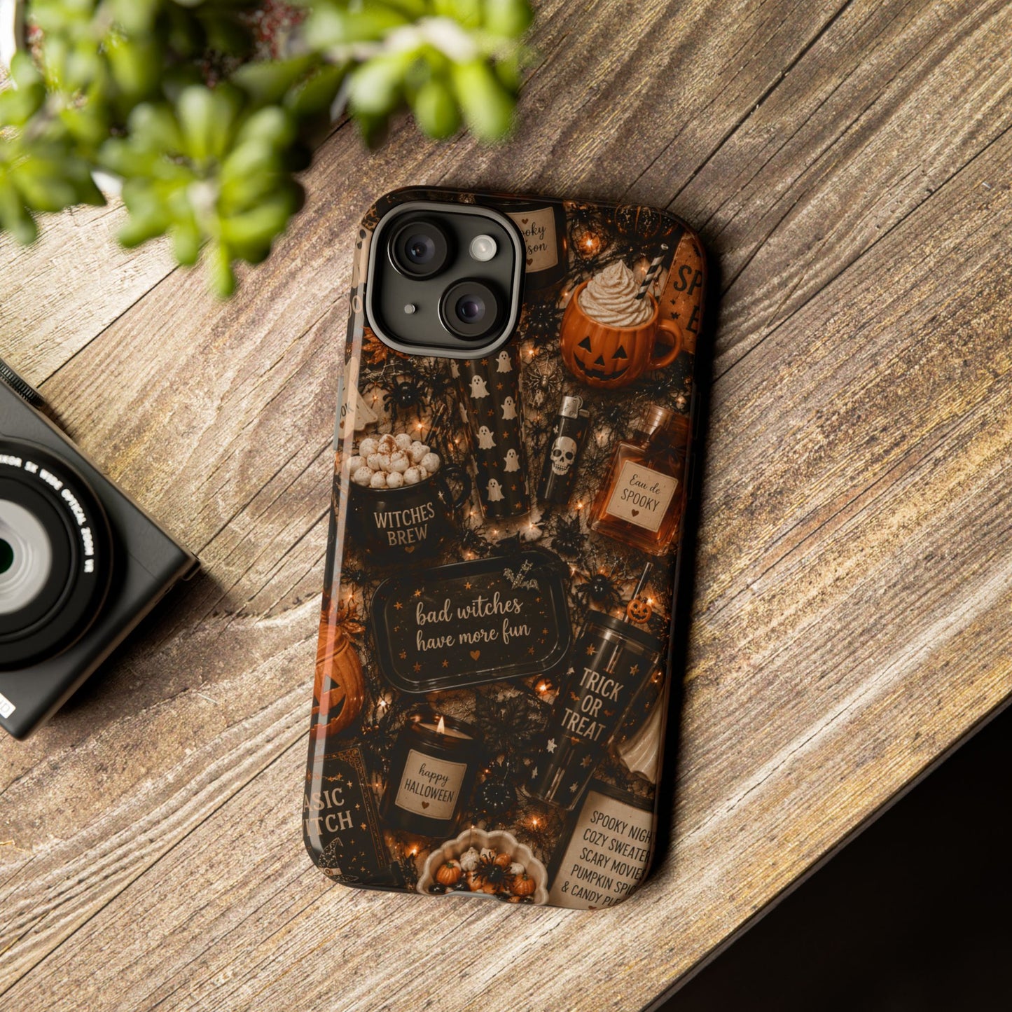Sunflower Porch Co Halloween Collage phone case | spooky pumpkin witchy design