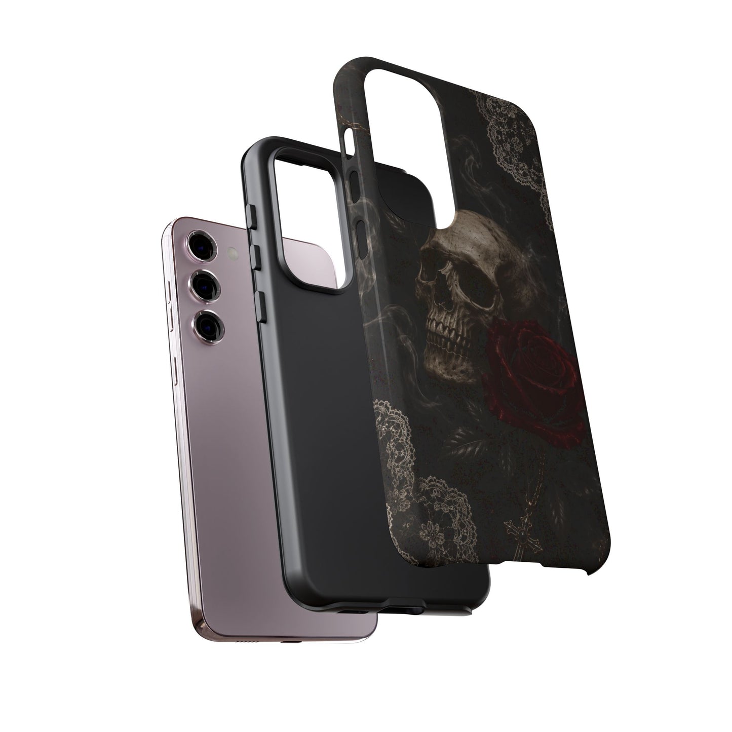 Sunflower Porch Co Skull with Red Rose phone case | Tough Cases