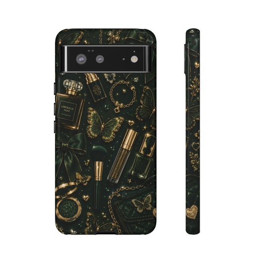 Sunflower Porch Co Vintage Gold Makeup Pattern Phone Case | Tough Case