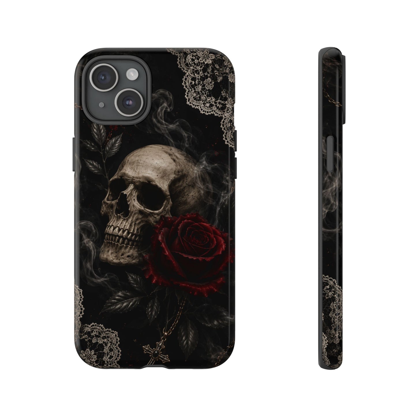 Sunflower Porch Co Skull with Red Rose phone case | Tough Cases