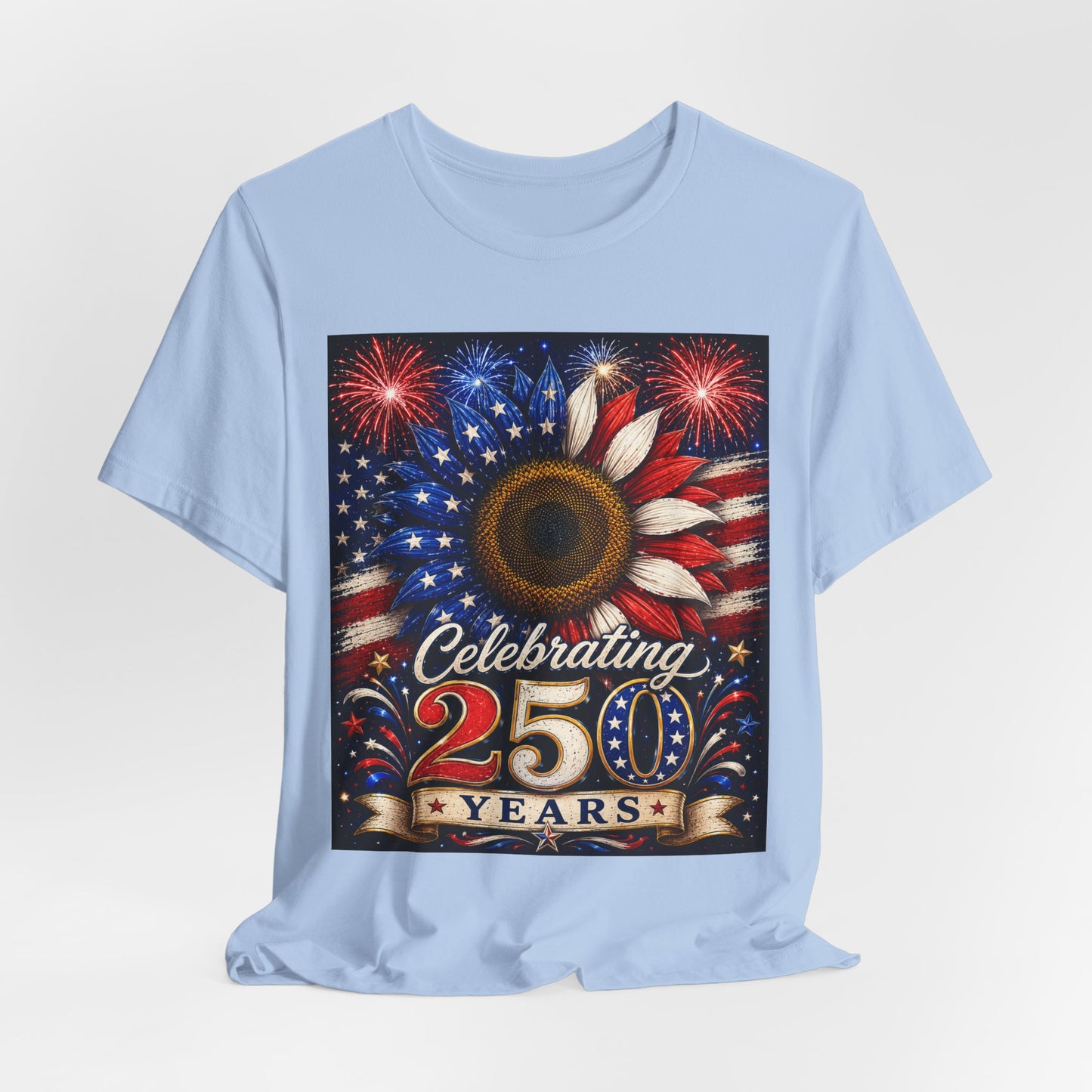 Sunflower Porch Co Celebrating 250 Years American Flag Sunflower T-Shirt