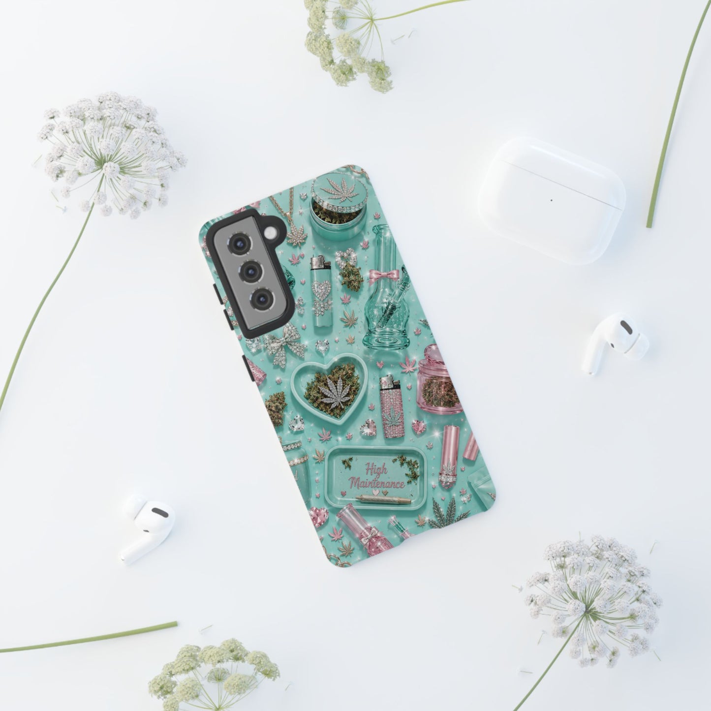 Sunflower Porch Co Mint Cannabis Pattern Phone Case | Tough Case