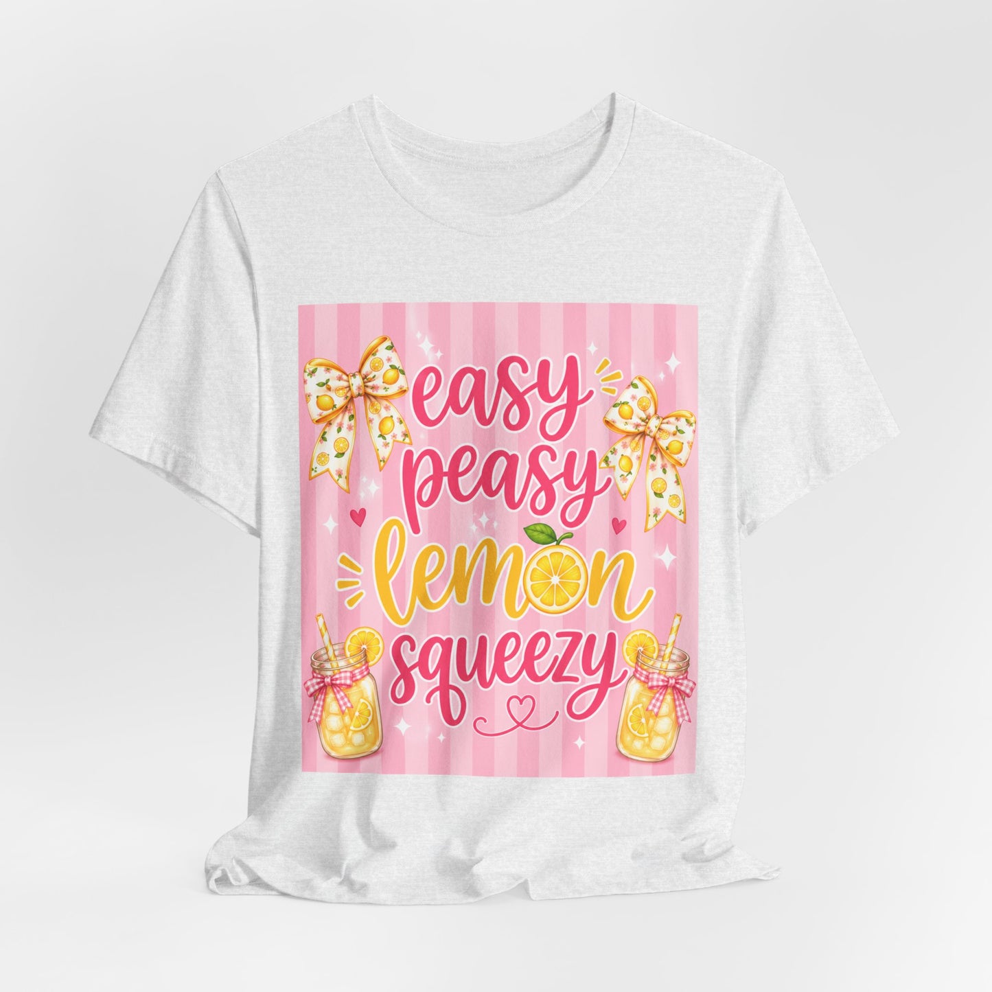 SunflowerPorchCo Easy Peasy Lemon Squeezy T-Shirt | Lemonade Floral Bow Summer Graphic