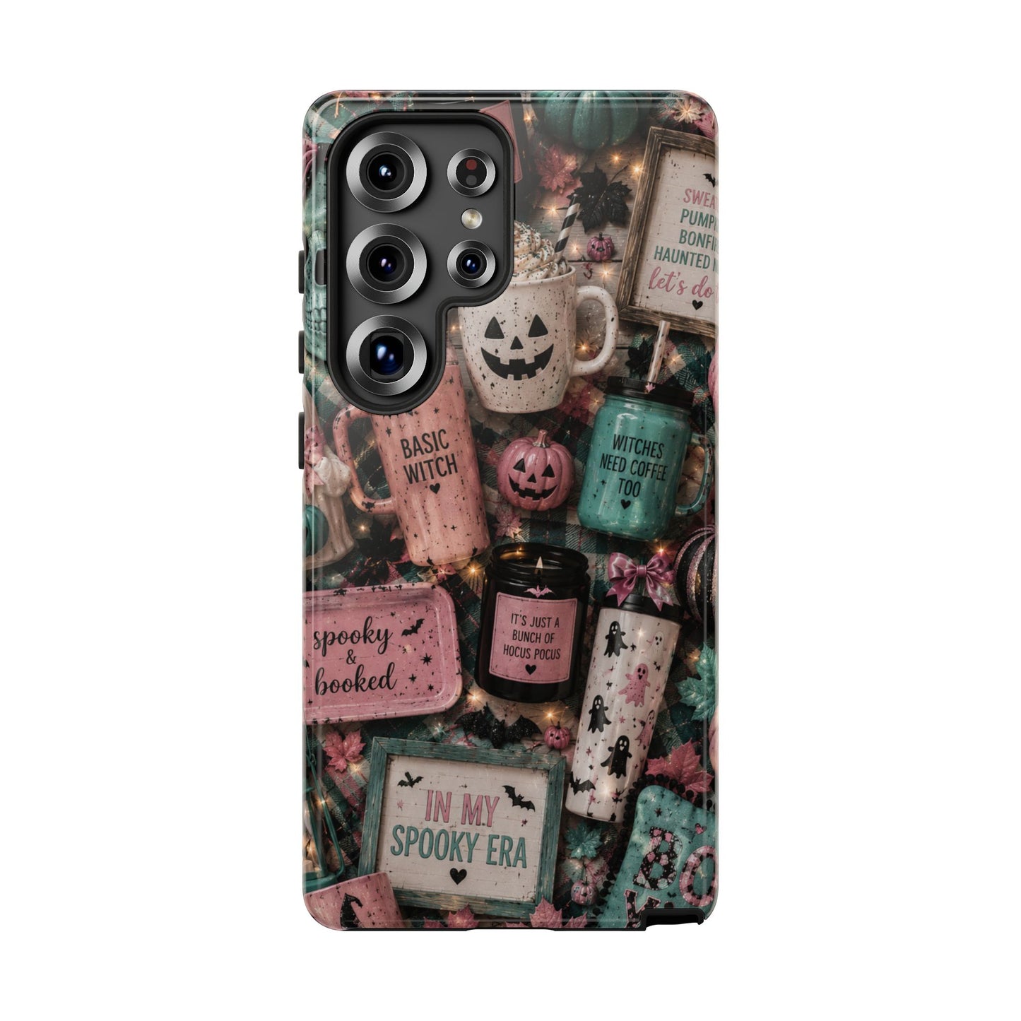 Sunflower Porch Co Spooky Mugs & Pumpkins Tough Cases | Halloween Collage Phone Case