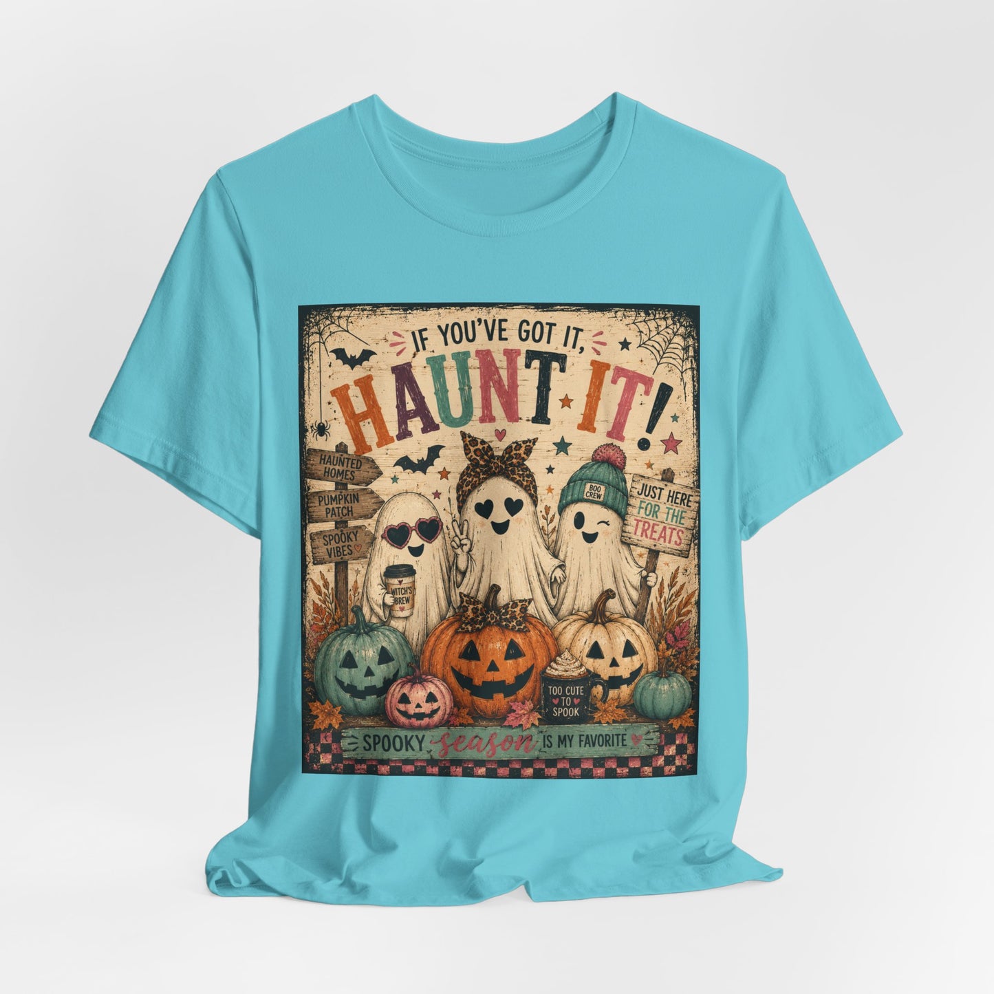 Sunflower Porch Co Haunt It! Ghosts and Pumpkins Tee | Halloween spooky vintage graphic