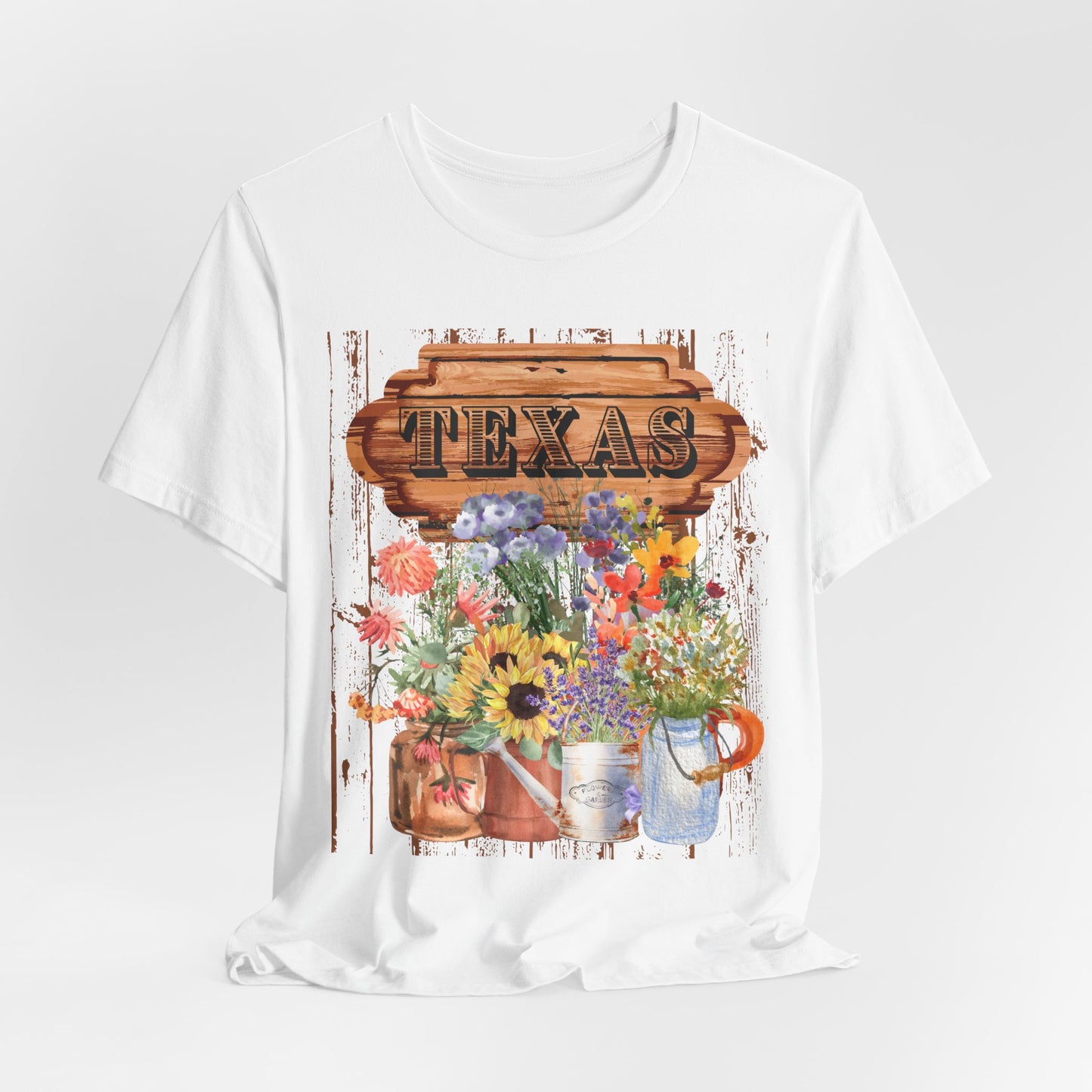 SunflowerPorchCo Texas Rustic Floral Sign T-Shirt | Sunflowers, Wildflowers, Vintage Wood