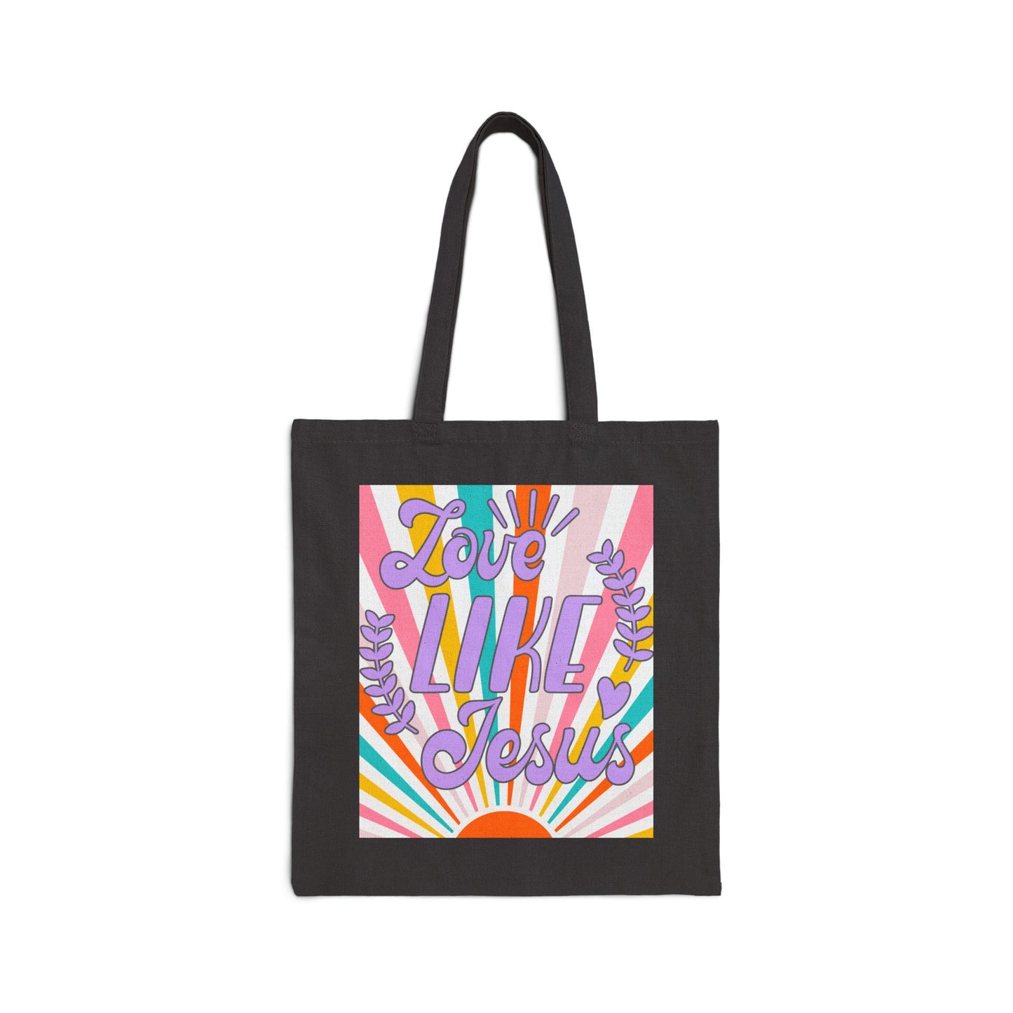 Love Like Jesus Tote Bag | Retro Rainbow Typography Christian Design