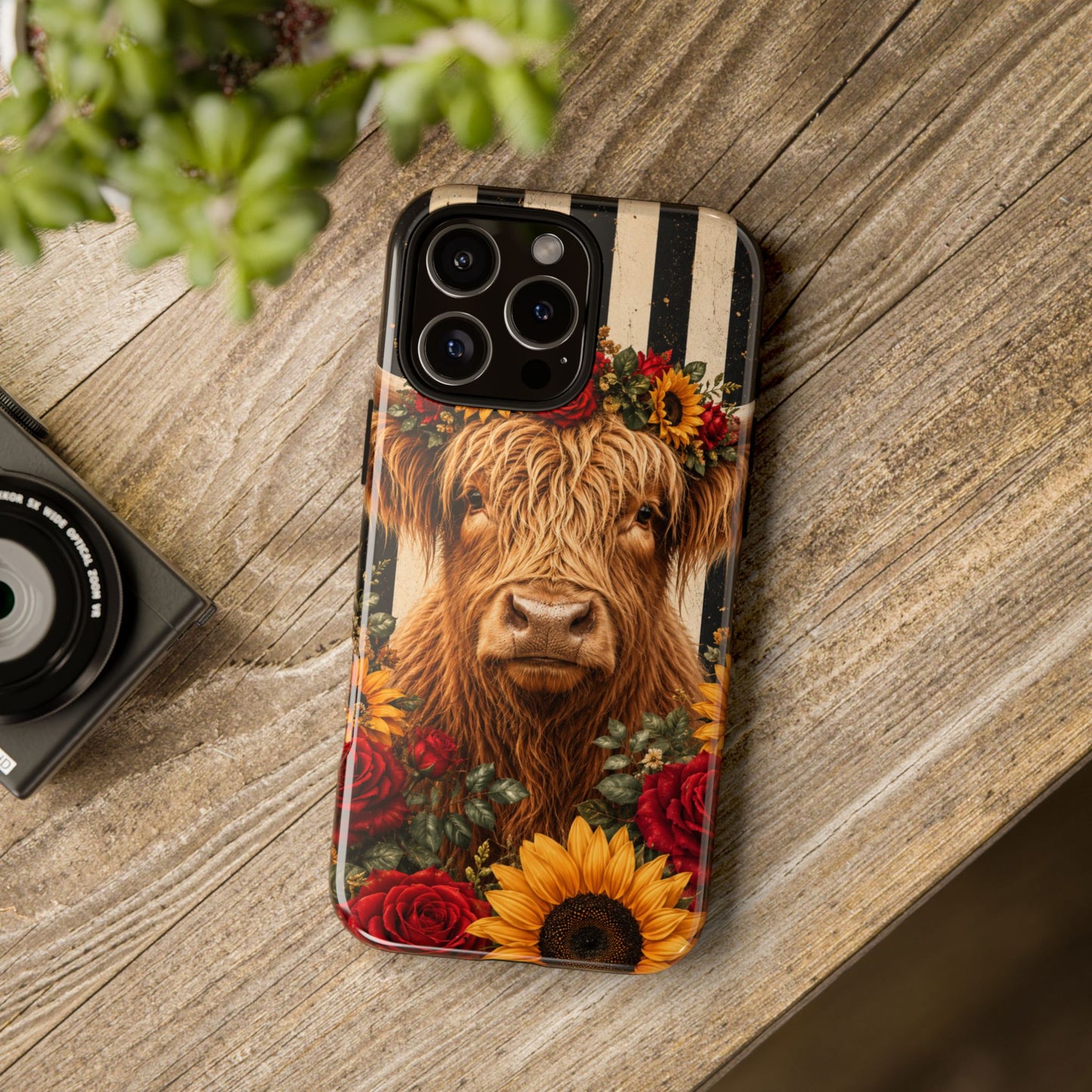 Sunflower Porch Co Highland Cow Floral Crown phone case | Tough Cases