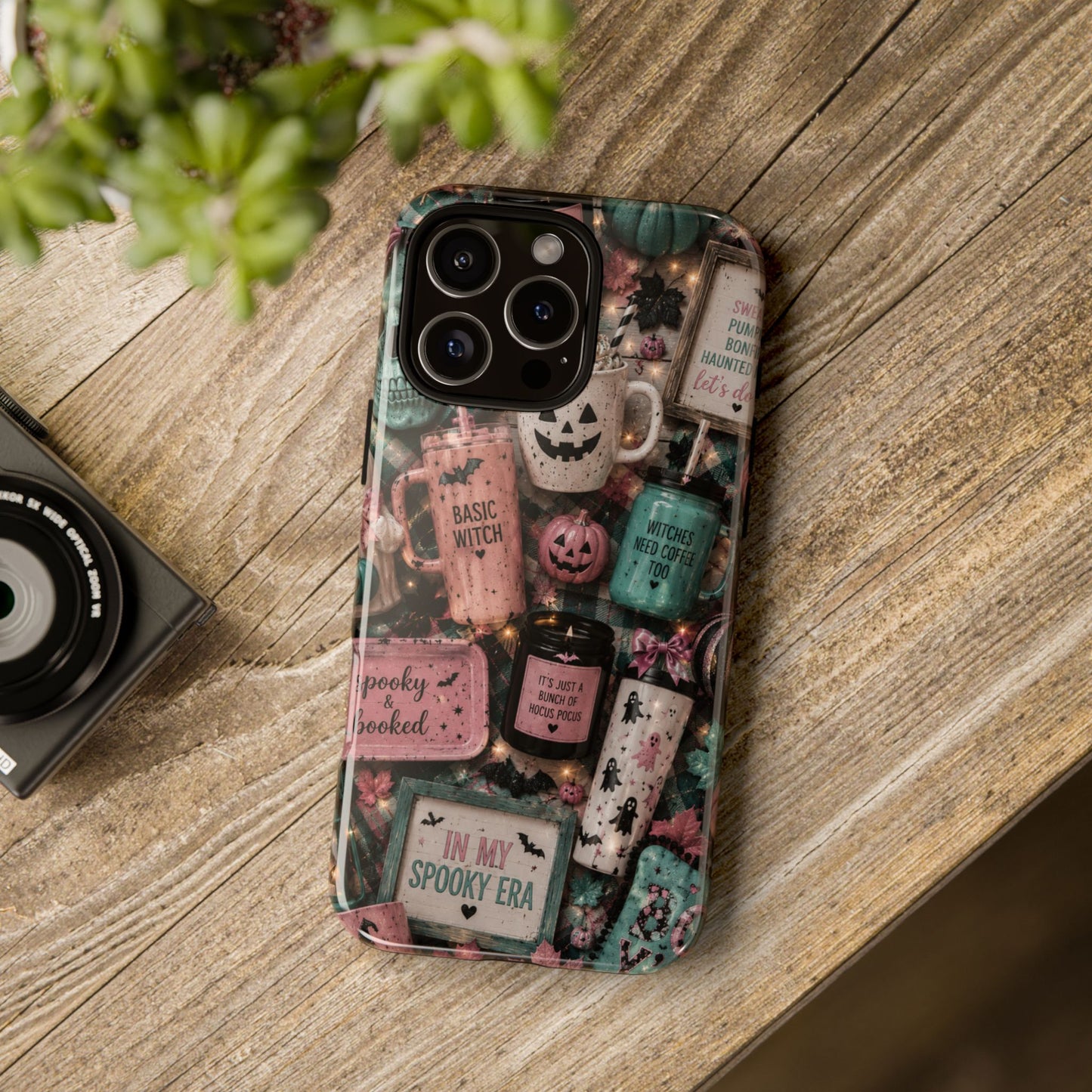 Sunflower Porch Co Spooky Mugs & Pumpkins Tough Cases | Halloween Collage Phone Case