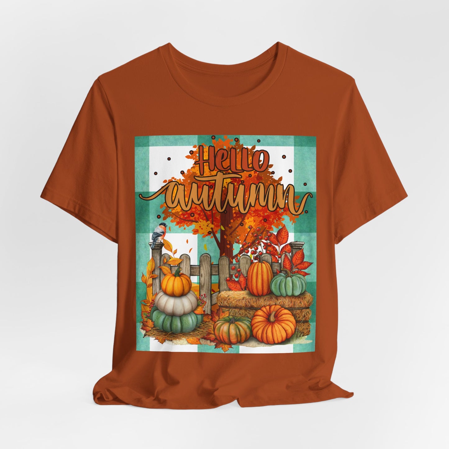 SunflowerPorchCo Hello Autumn pumpkin harvest tee | Fall pumpkin patch shirt