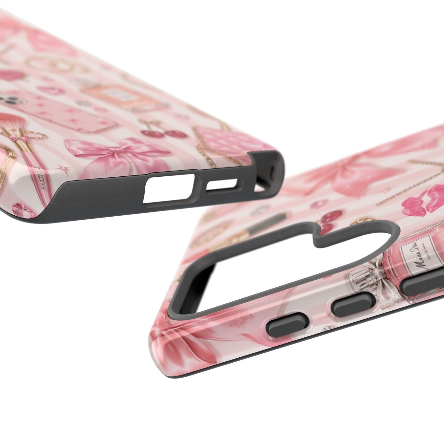 Pink Glam Pattern phone case | Makeup, bows, perfume, lipstick design