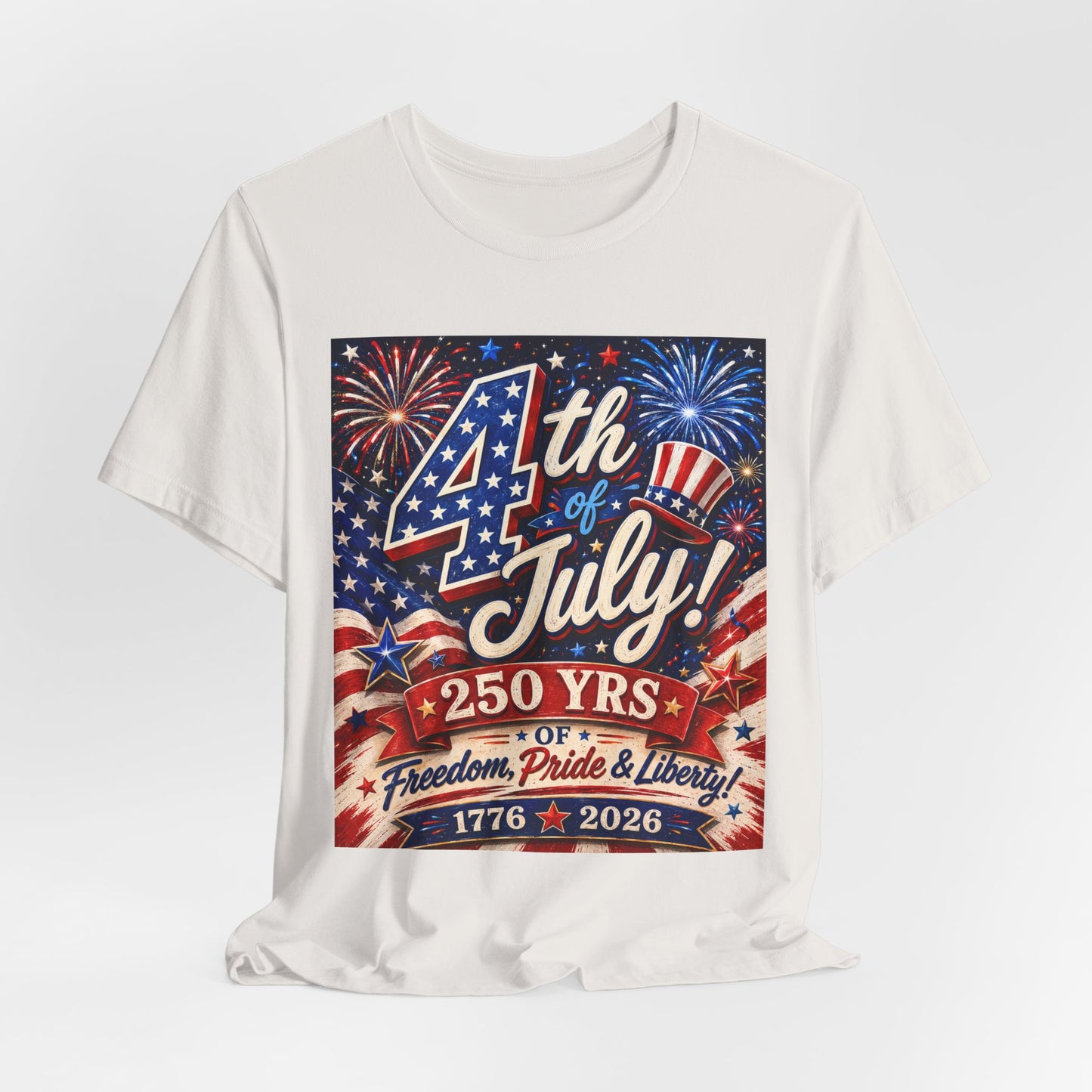 Sunflower Porch Co 4th of July T-Shirt - 250 Years 1776-2026 Fireworks, Freedom, Pride & Liberty Tee