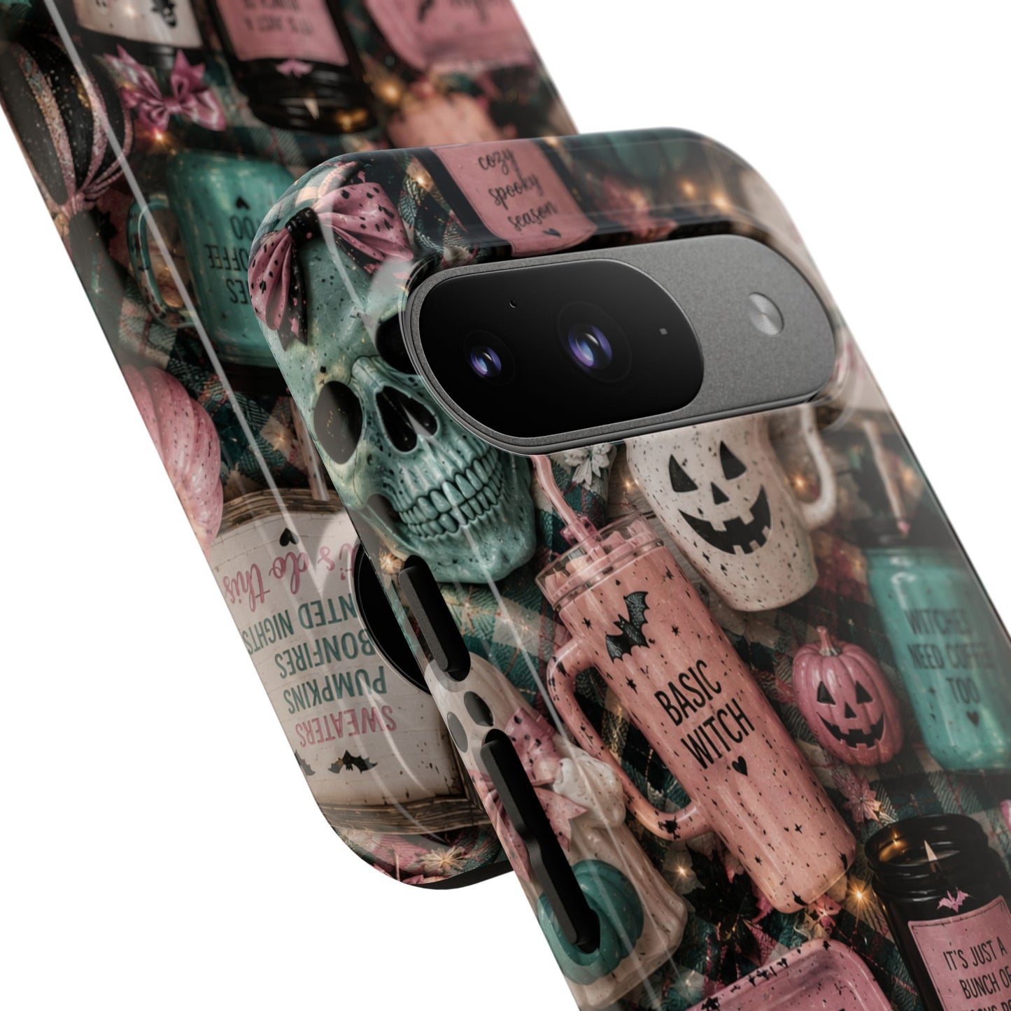 Sunflower Porch Co Spooky Mugs & Pumpkins Tough Cases | Halloween Collage Phone Case