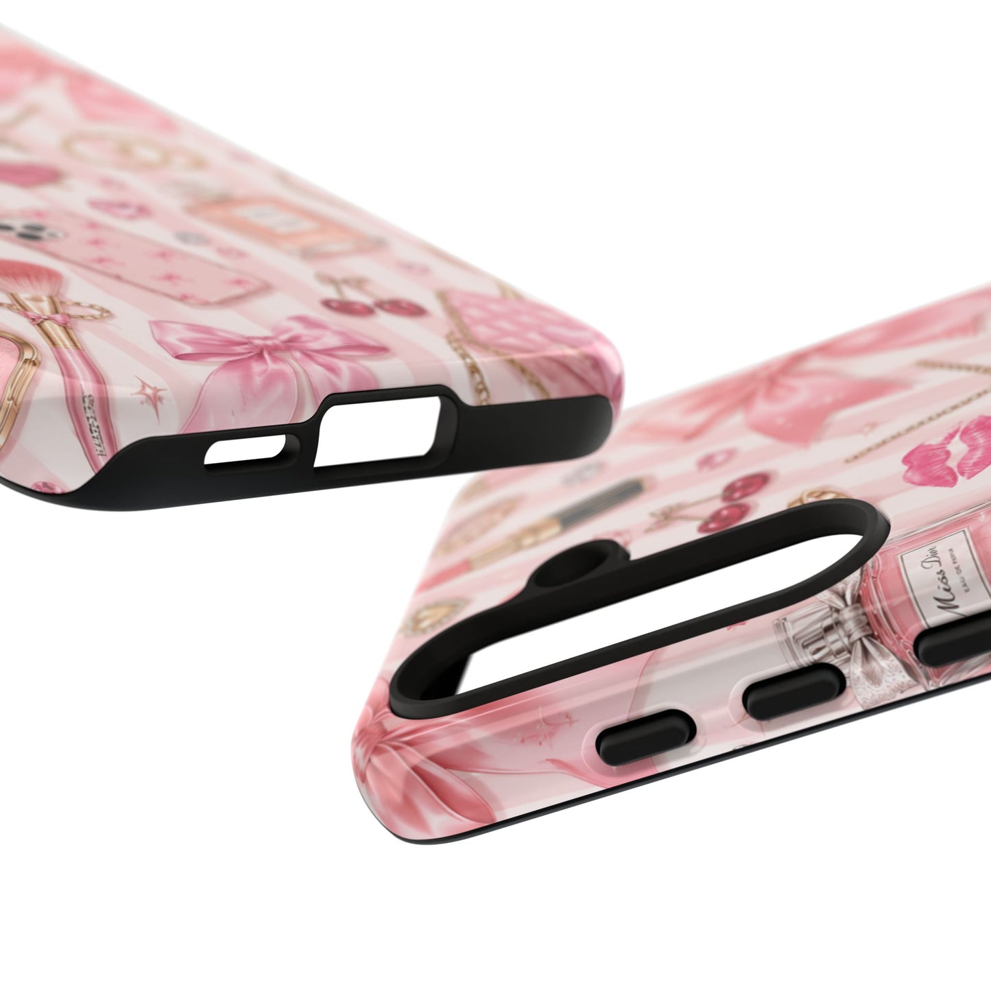 Pink Glam Pattern phone case | Makeup, bows, perfume, lipstick design