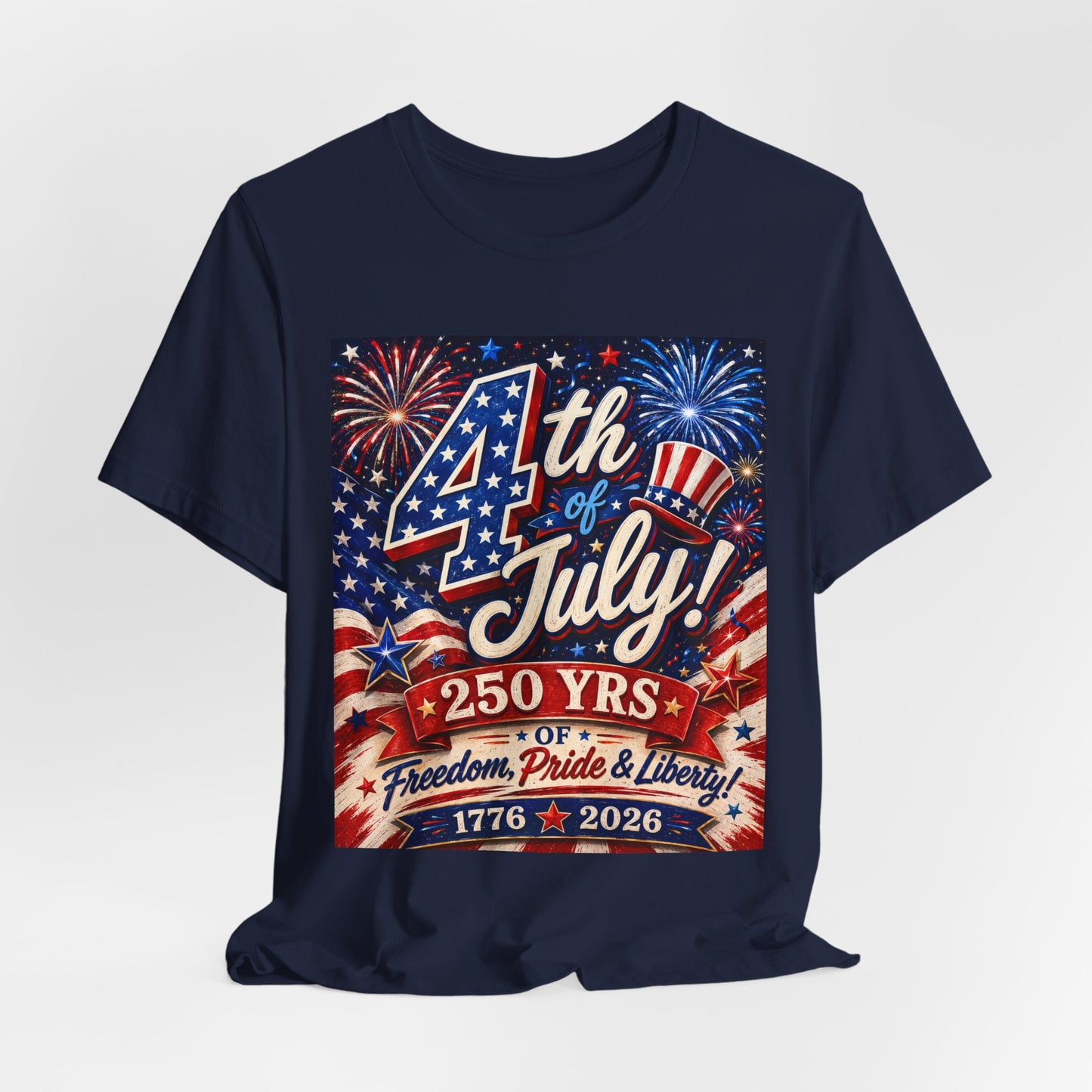 Sunflower Porch Co 4th of July T-Shirt - 250 Years 1776-2026 Fireworks, Freedom, Pride & Liberty Tee