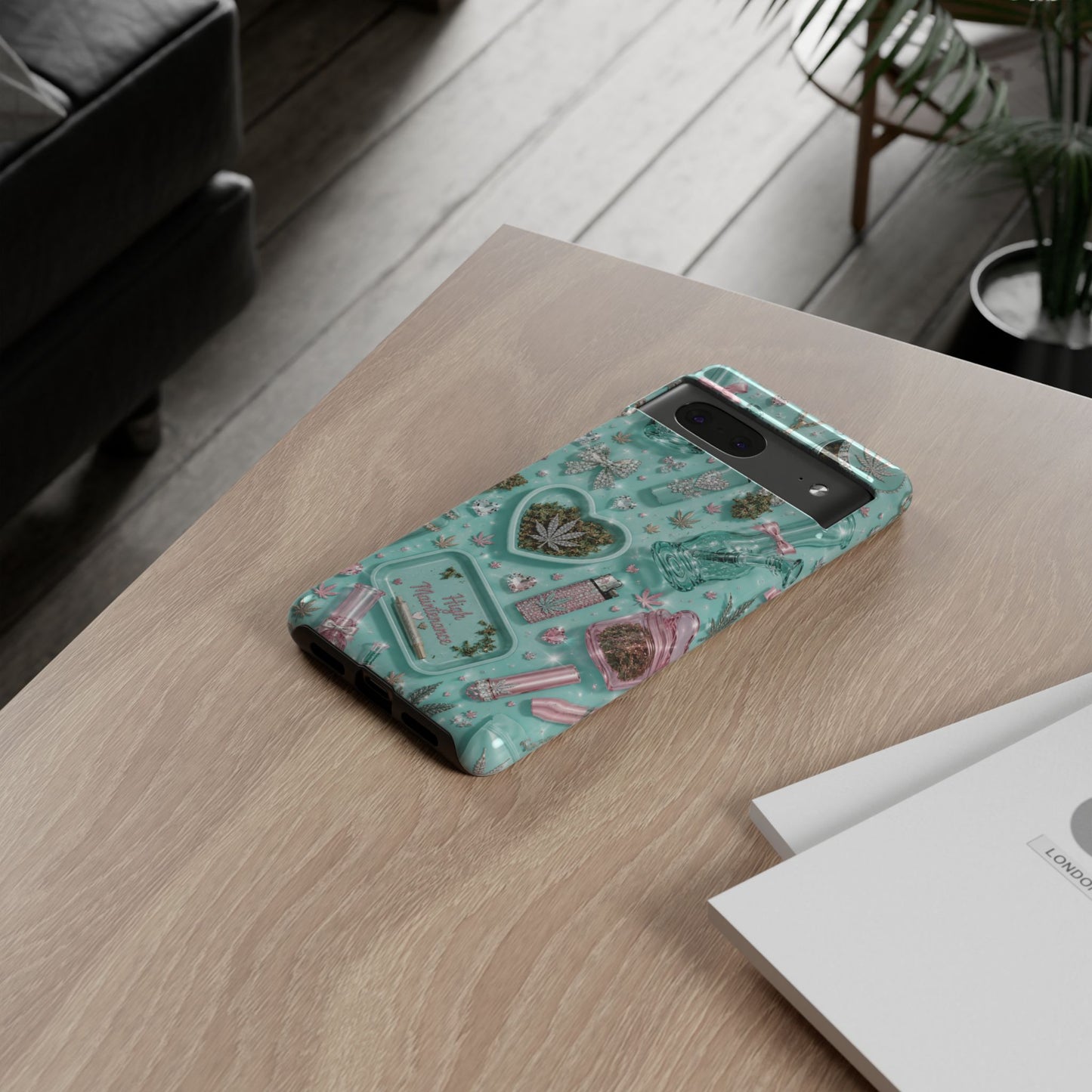 Sunflower Porch Co Mint Cannabis Pattern Phone Case | Tough Case