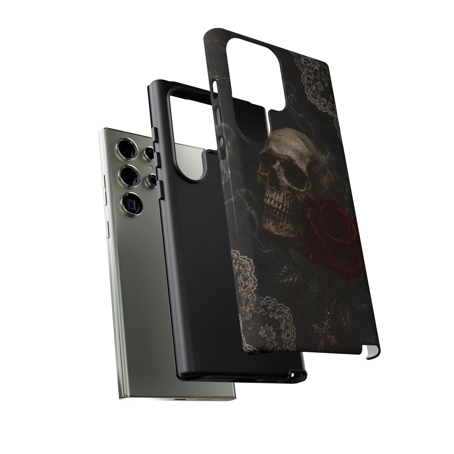 Sunflower Porch Co Skull with Red Rose phone case | Tough Cases