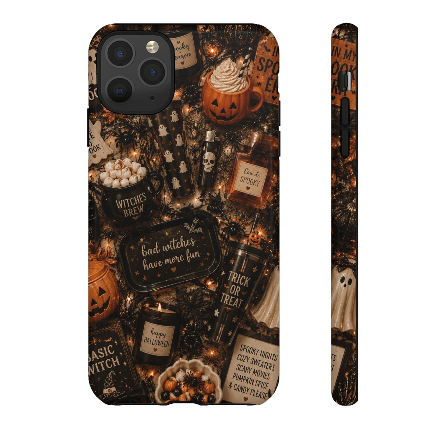 Sunflower Porch Co Halloween Collage phone case | spooky pumpkin witchy design