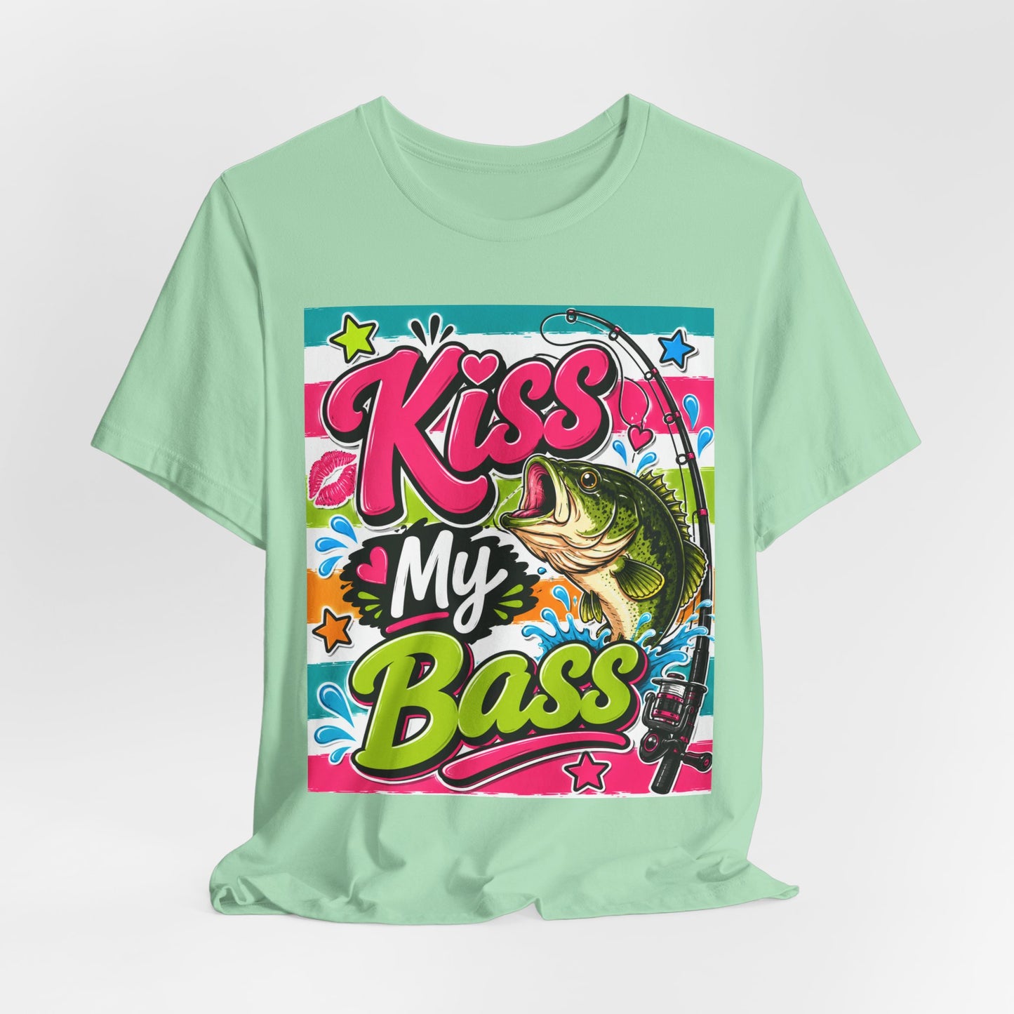Sunflower Porch Co. Kiss My Bass T-Shirt – Funny Fishing Tee with Bass Graphic