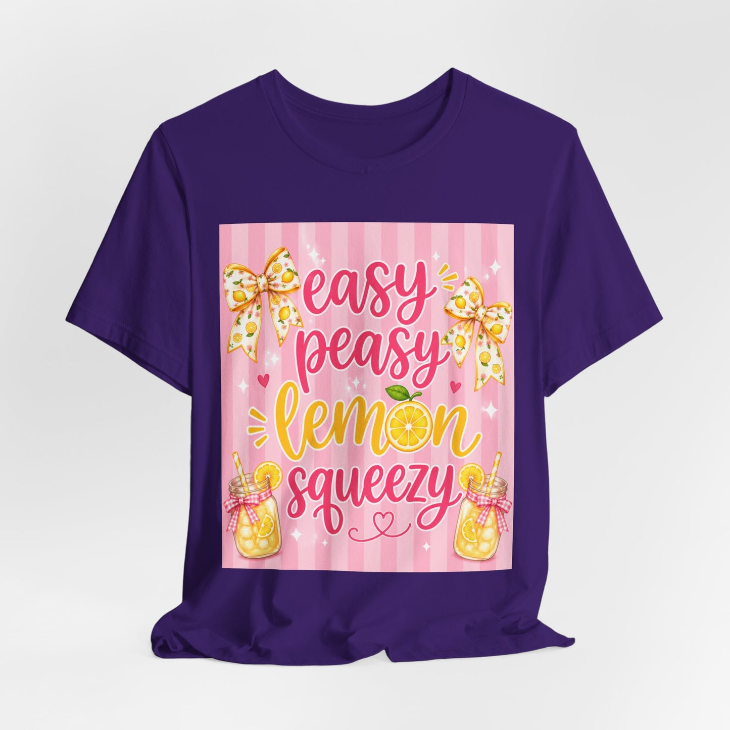 SunflowerPorchCo Easy Peasy Lemon Squeezy T-Shirt | Lemonade Floral Bow Summer Graphic