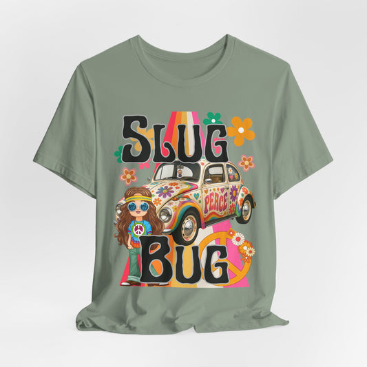 SunflowerPorchCo Hippie Peace Beetle Slug Bug Tee | Retro VW Bug, Flower Power Design