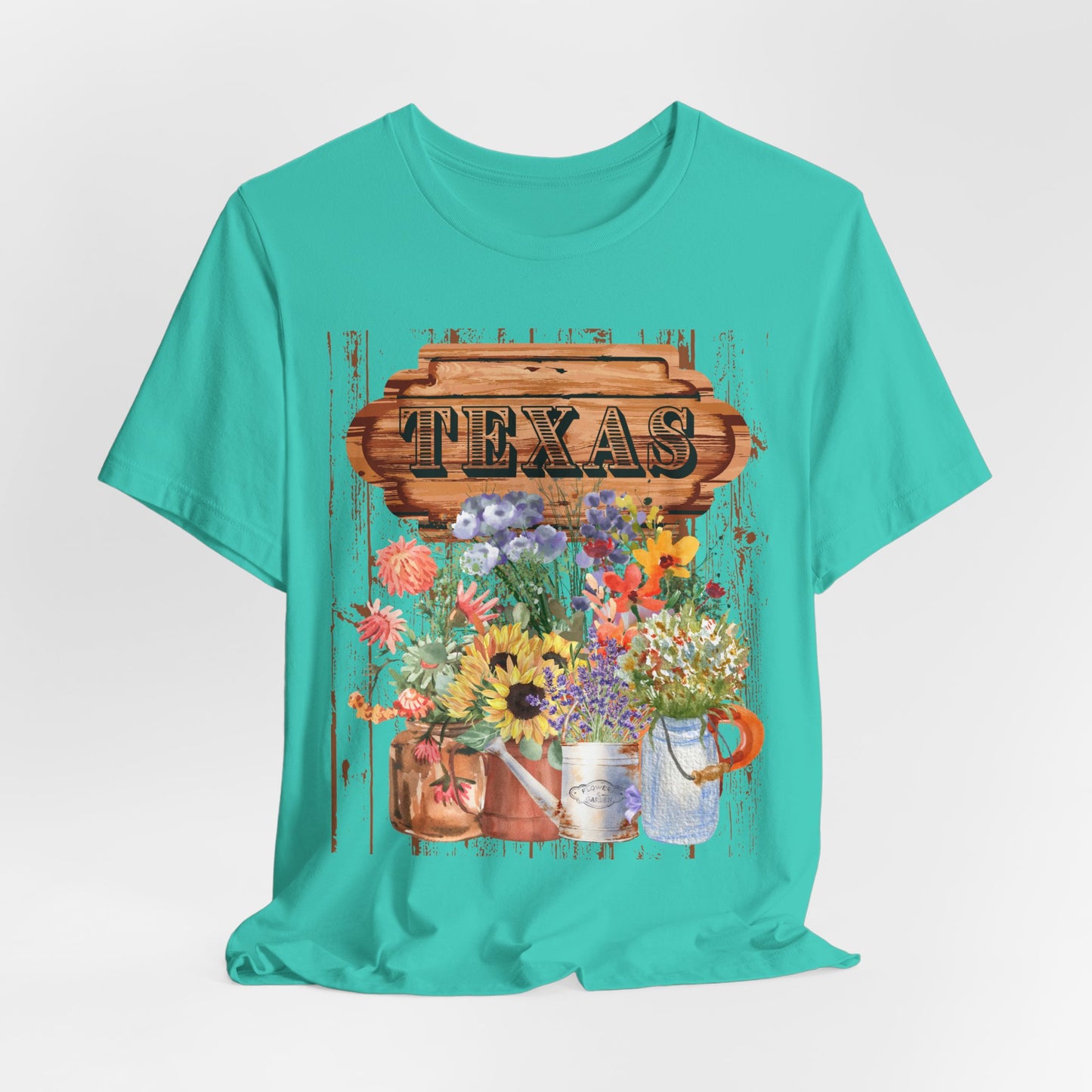 SunflowerPorchCo Texas Rustic Floral Sign T-Shirt | Sunflowers, Wildflowers, Vintage Wood
