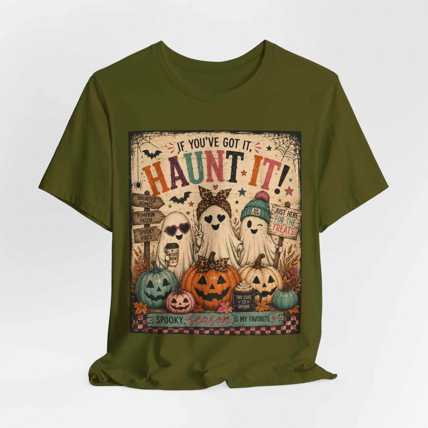 Sunflower Porch Co Haunt It! Ghosts and Pumpkins Tee | Halloween spooky vintage graphic