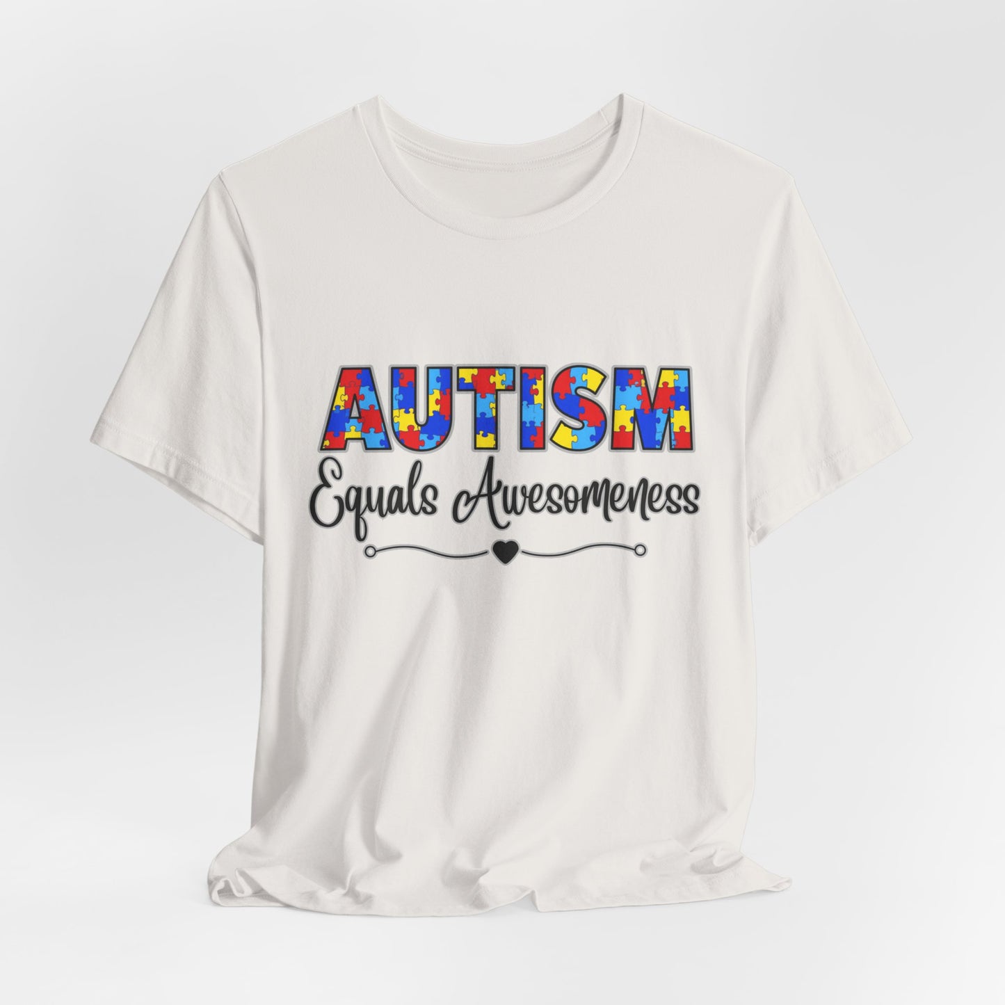 SunflowerPorchCo Autism Equals Awesomeness T-Shirt | Puzzle Heart Autism Awareness Tee