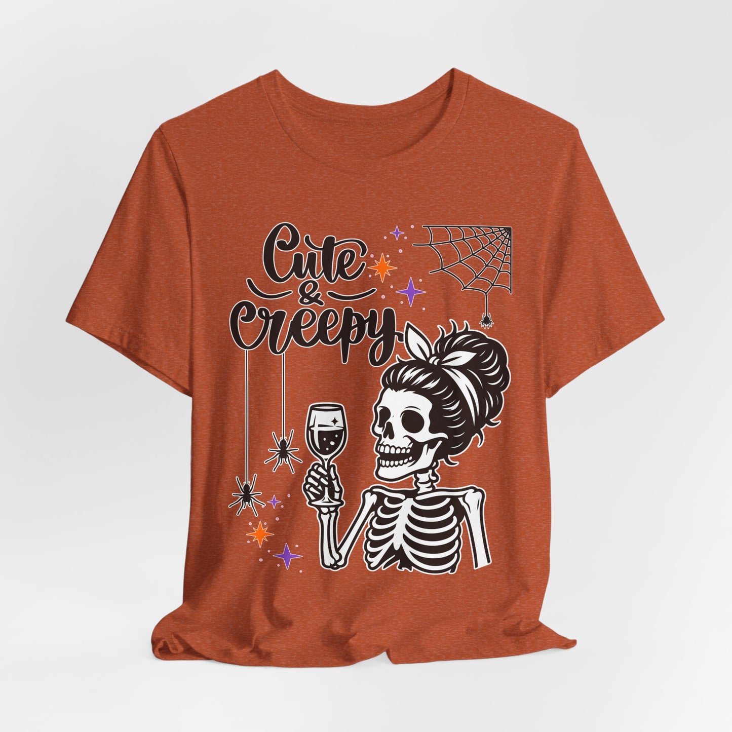 Cute & Creepy Skeleton Lady T-Shirt | Halloween Skull Wine Tee