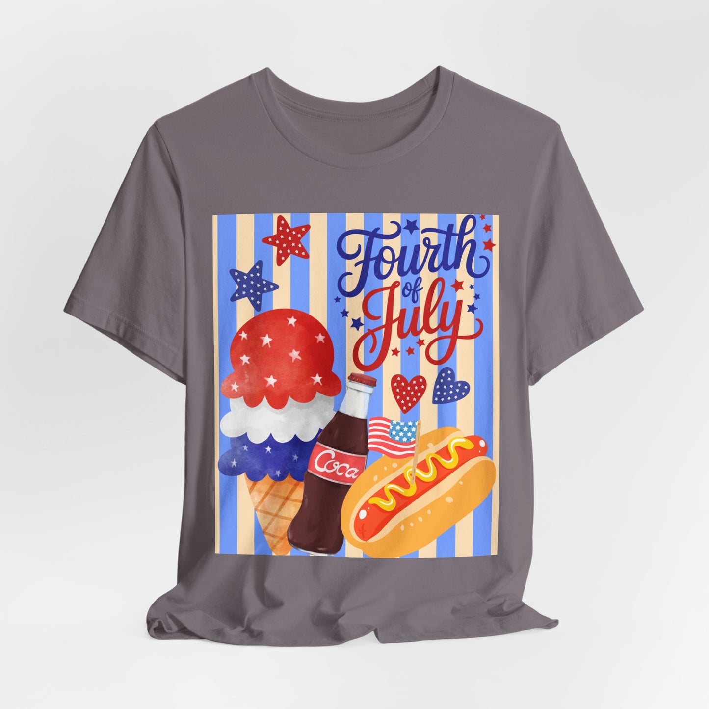 Sunflower Porch Co Fourth of July Ice Cream Hot Dog Tee | Patriotic Summer Independence Day Shirt