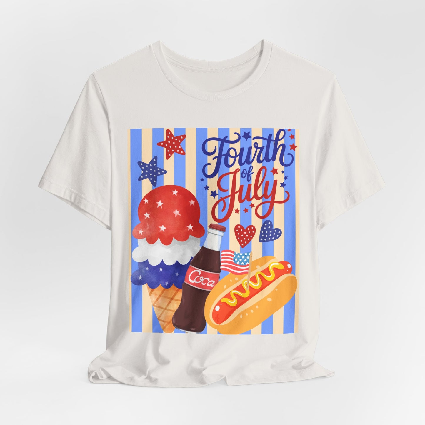 Sunflower Porch Co Fourth of July Ice Cream Hot Dog Tee | Patriotic Summer Independence Day Shirt