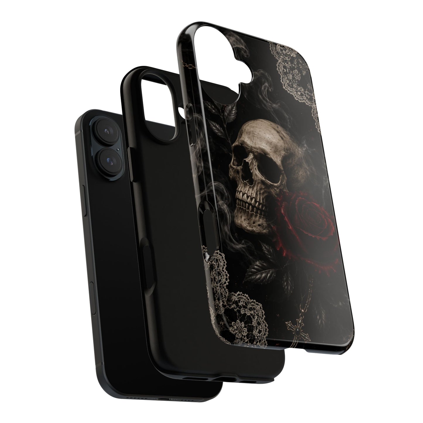 Sunflower Porch Co Skull with Red Rose phone case | Tough Cases