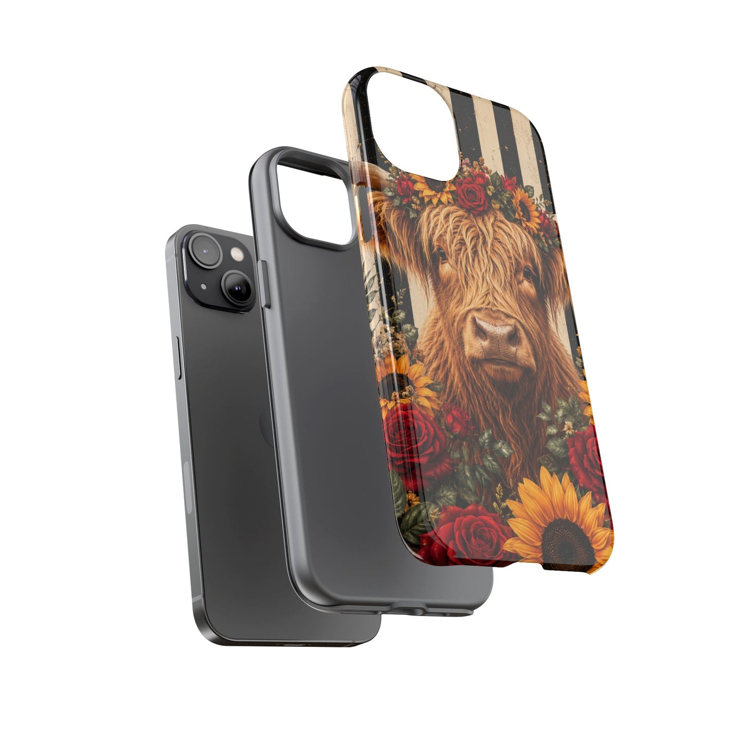 Sunflower Porch Co Highland Cow Floral Crown phone case | Tough Cases