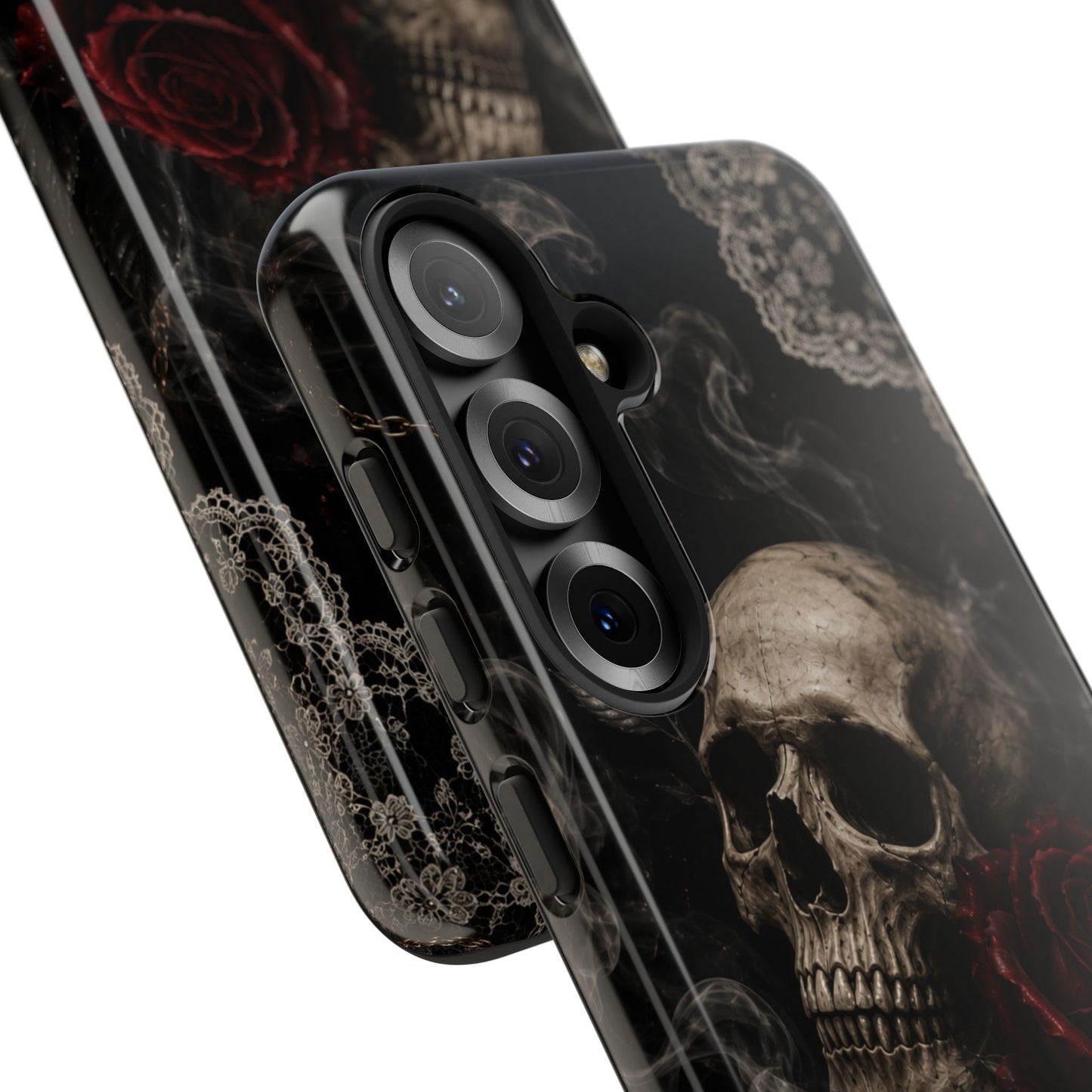 Sunflower Porch Co Skull with Red Rose phone case | Tough Cases